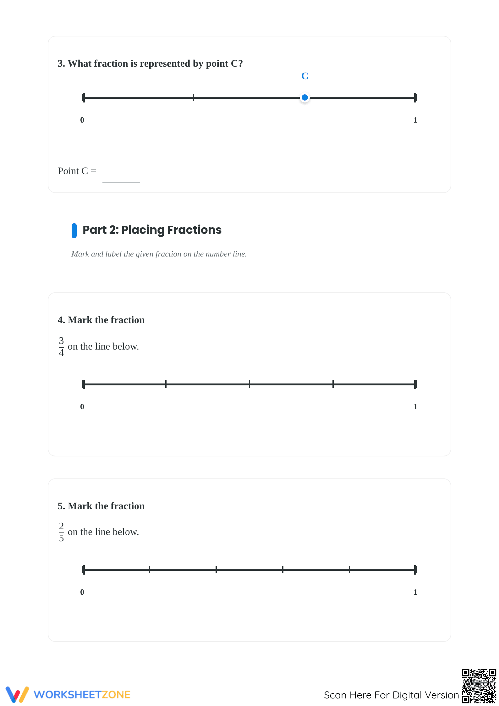 Essential Ordering Fractions on a Number Line Worksheet - Page 2