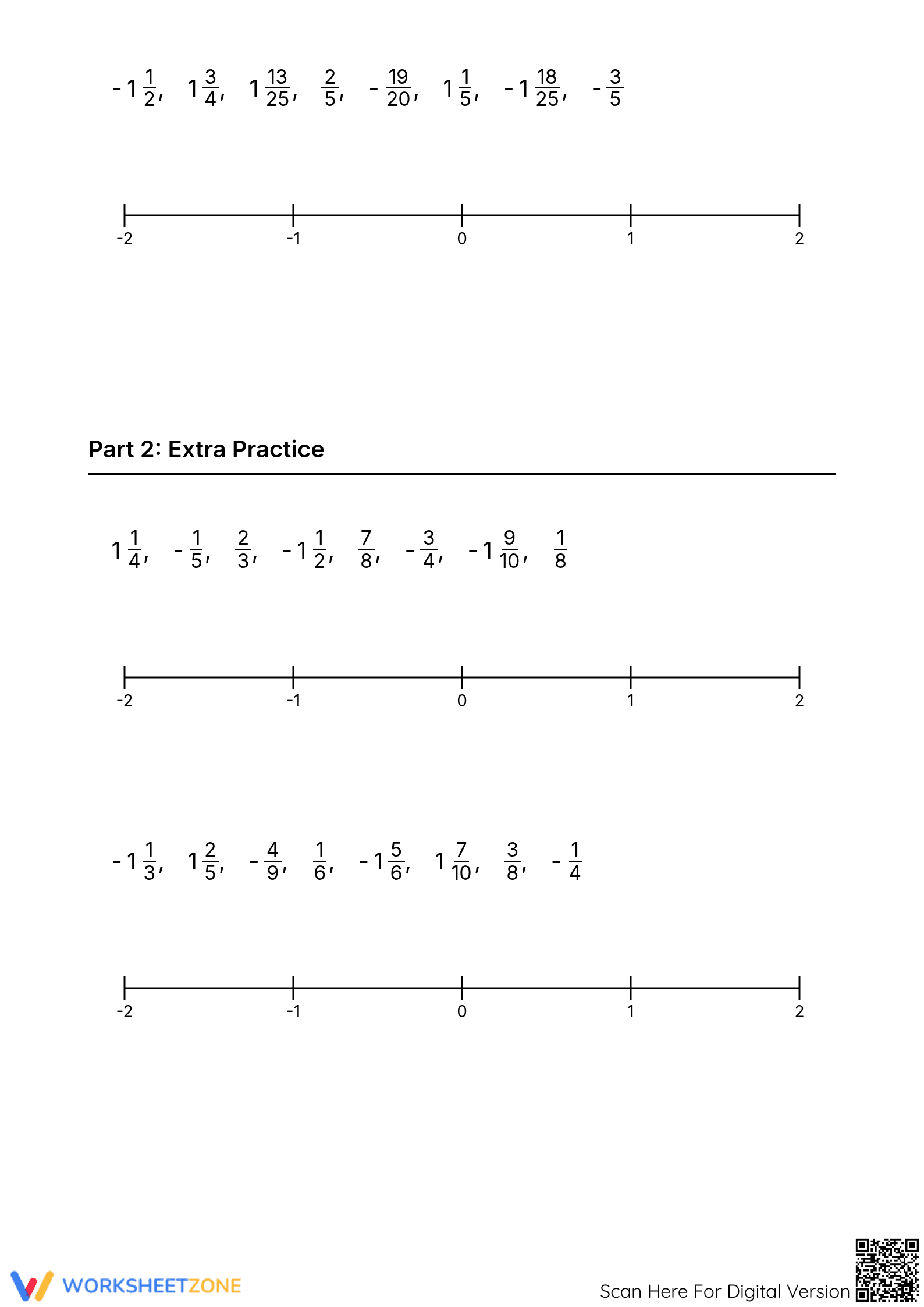 Essential Ordering Fractions on a Number Line Worksheet - Page 2