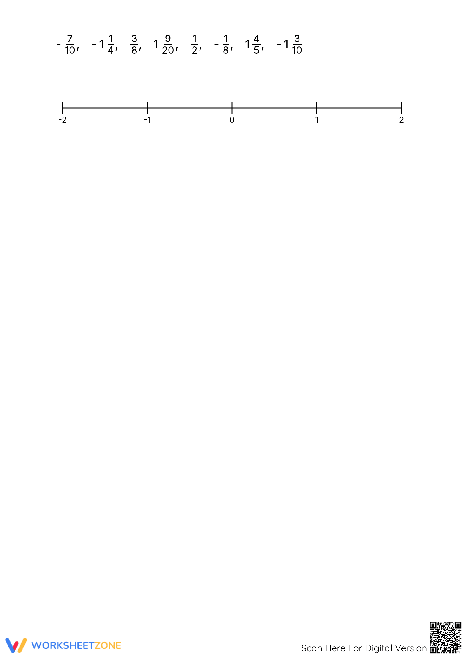 Essential Ordering Fractions on a Number Line Worksheet - Page 3
