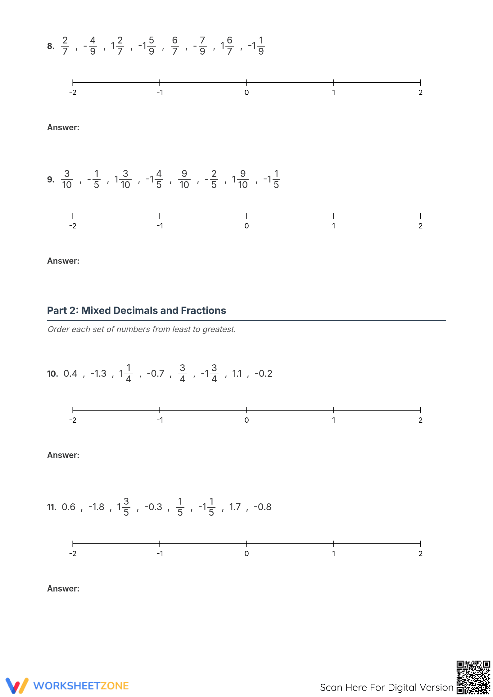 Essential Printable: Ordering Fractions on a Number Line - Page 3