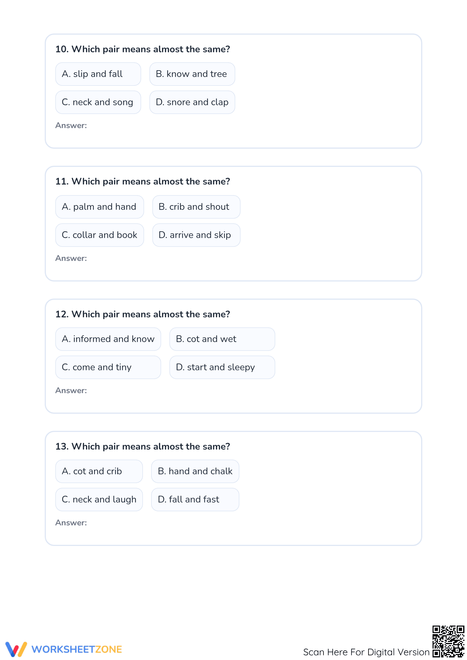 Essential Synonyms Worksheet | Grade 1 Printable - Page 3