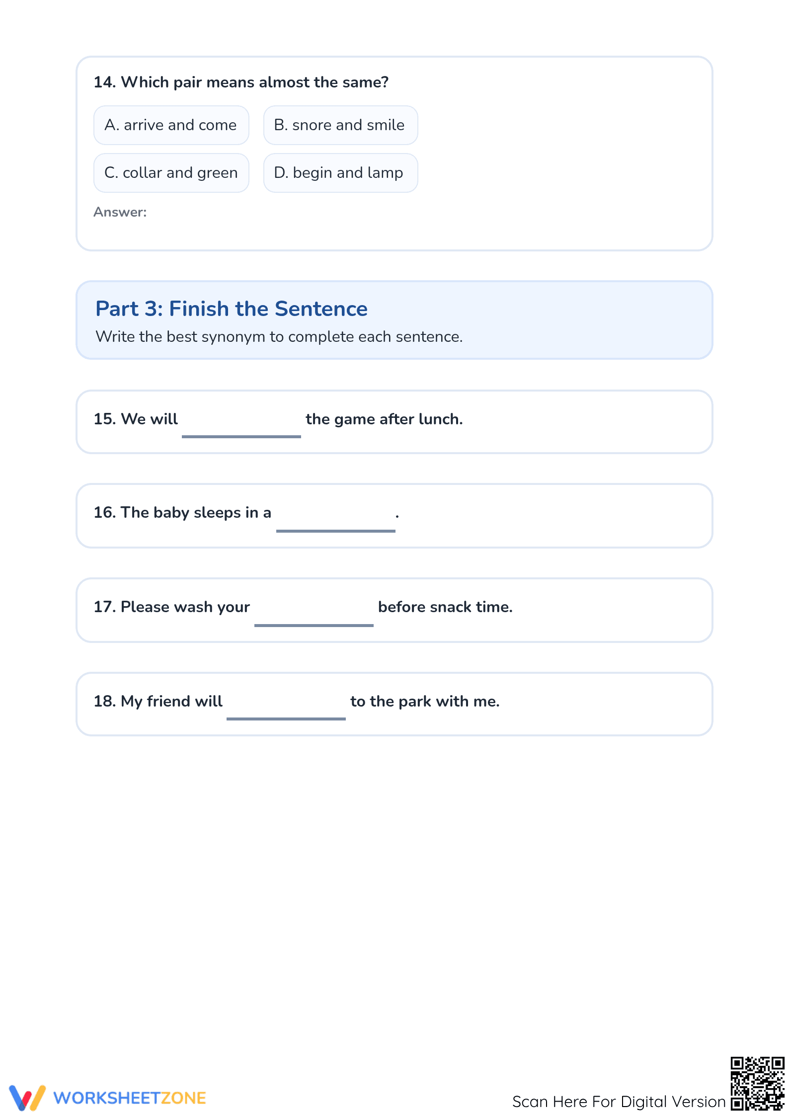 Essential Synonyms Worksheet | Grade 1 Printable - Page 4