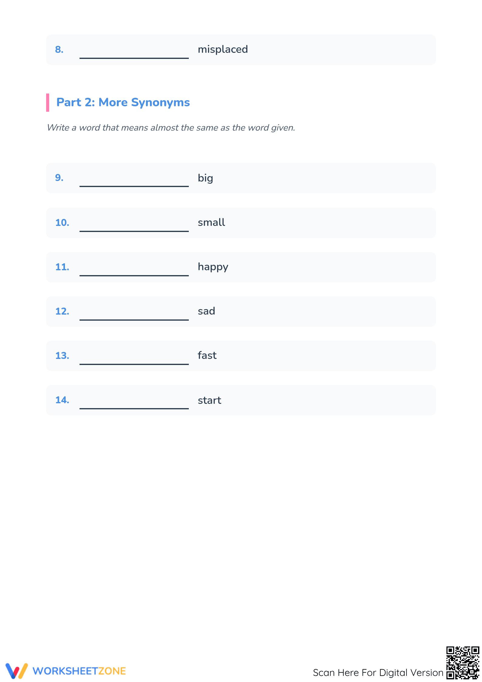 Essential Synonym Practice Worksheet | Grade 1 ELA - Page 2
