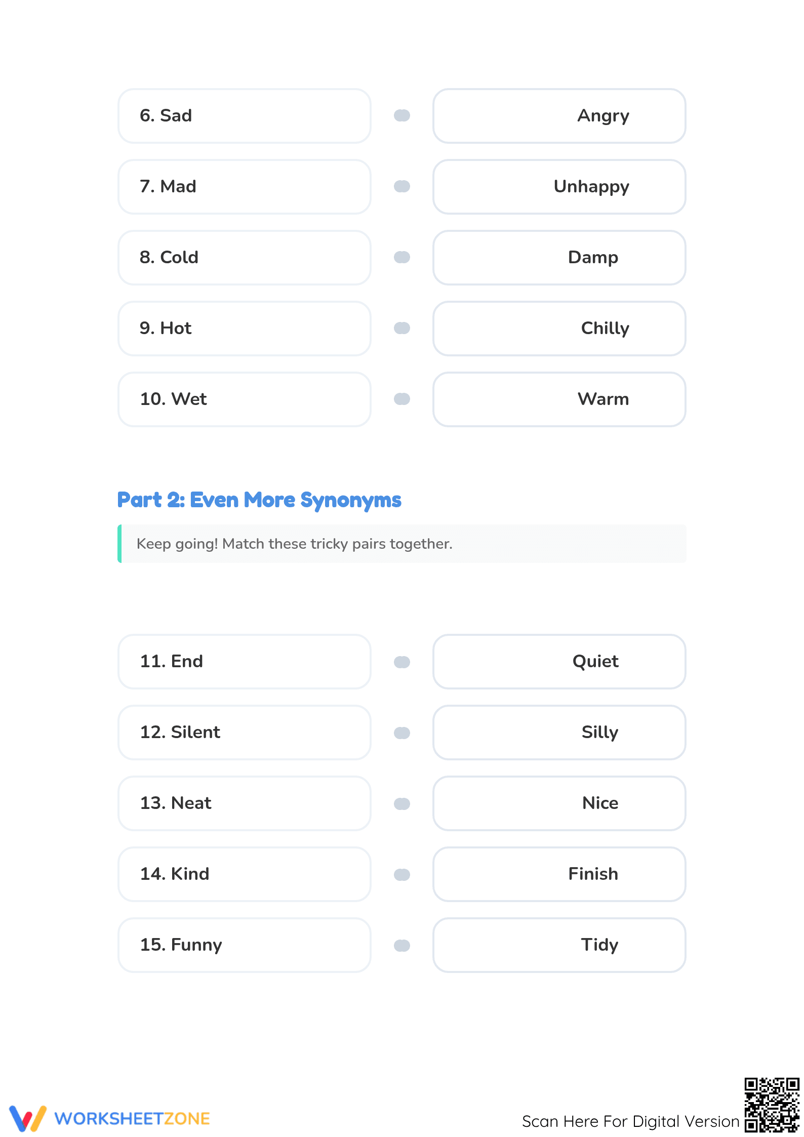 Printable Synonym Match Worksheet | Grade 1 ELA - Page 2