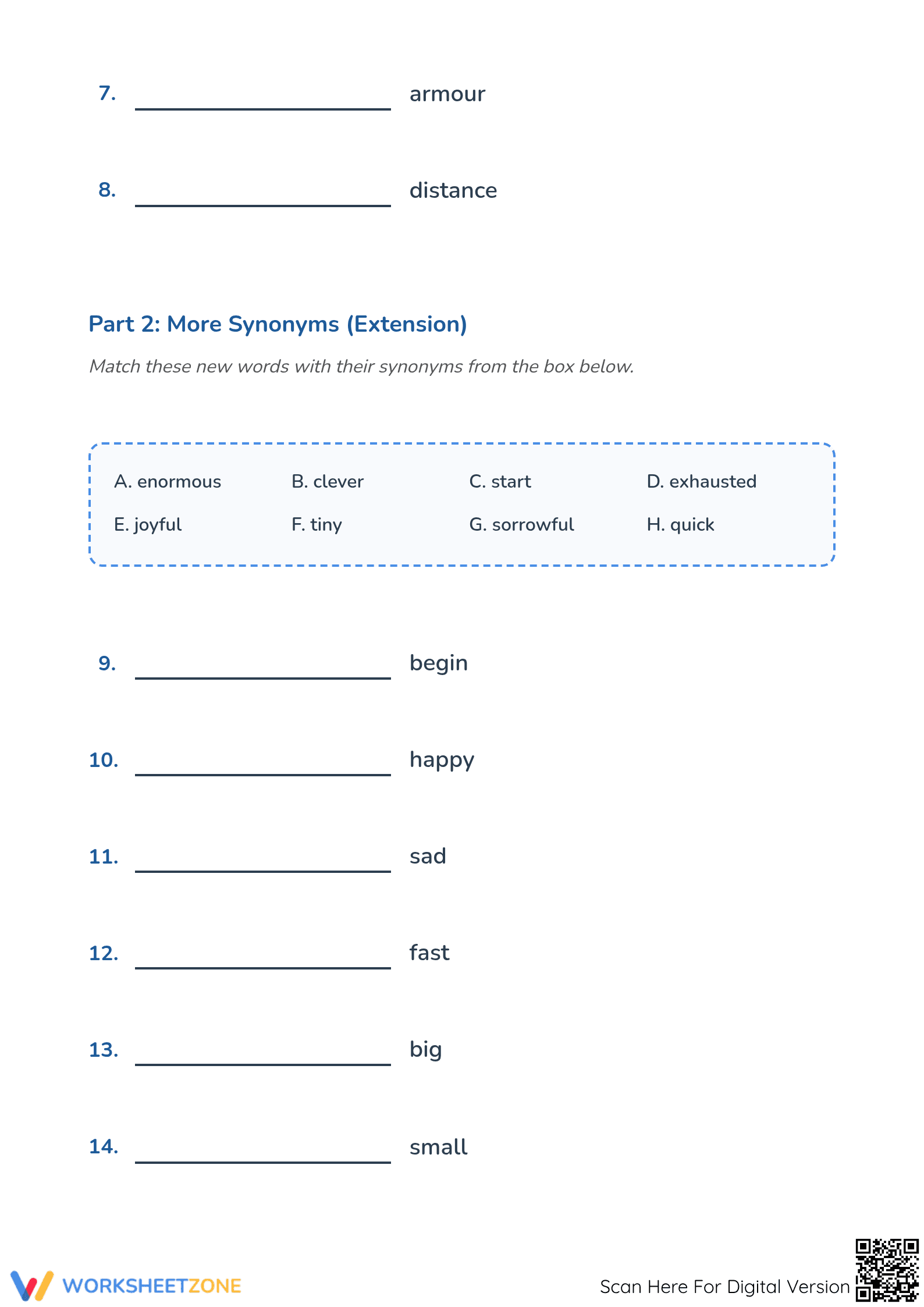 Synonyms Matching Worksheet | Grade 4 ELA Printable - Page 2