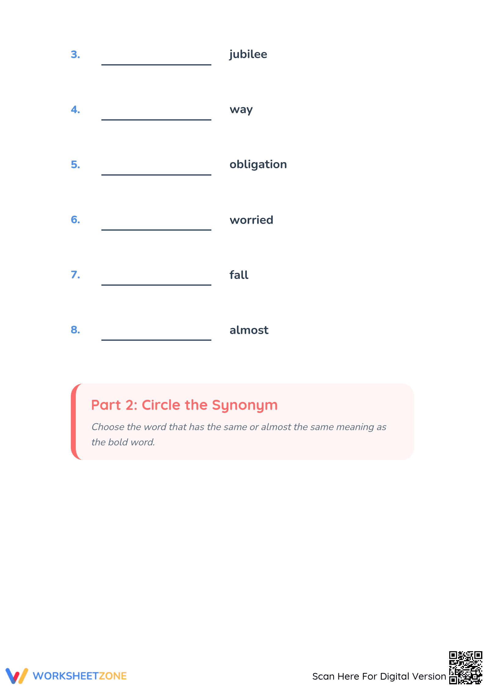 Printable Synonym Matching Worksheet | Grade 5 Vocabulary - Page 2