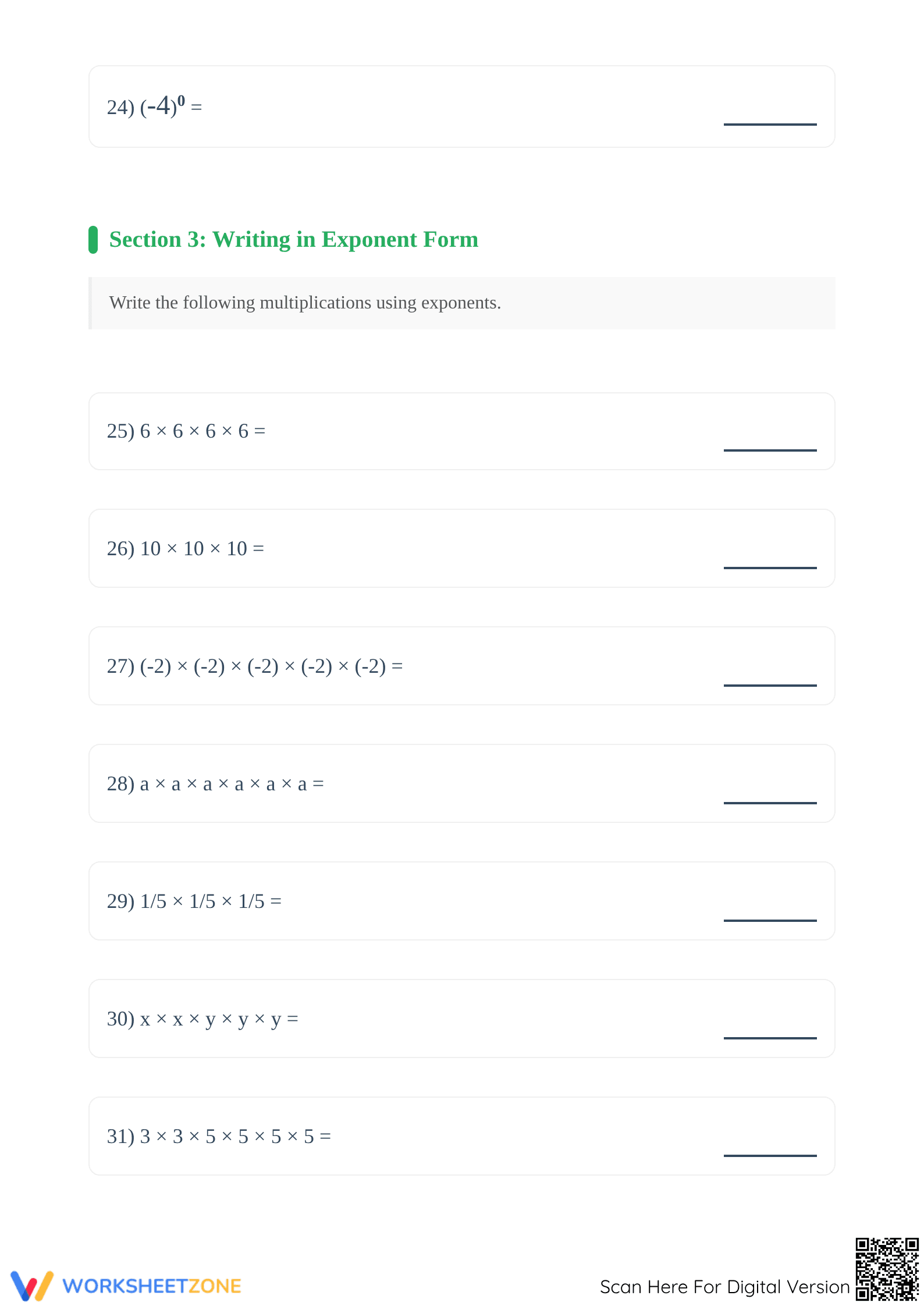 Printable Exponents Practice Worksheet | Grade 6-8 Math - Page 4