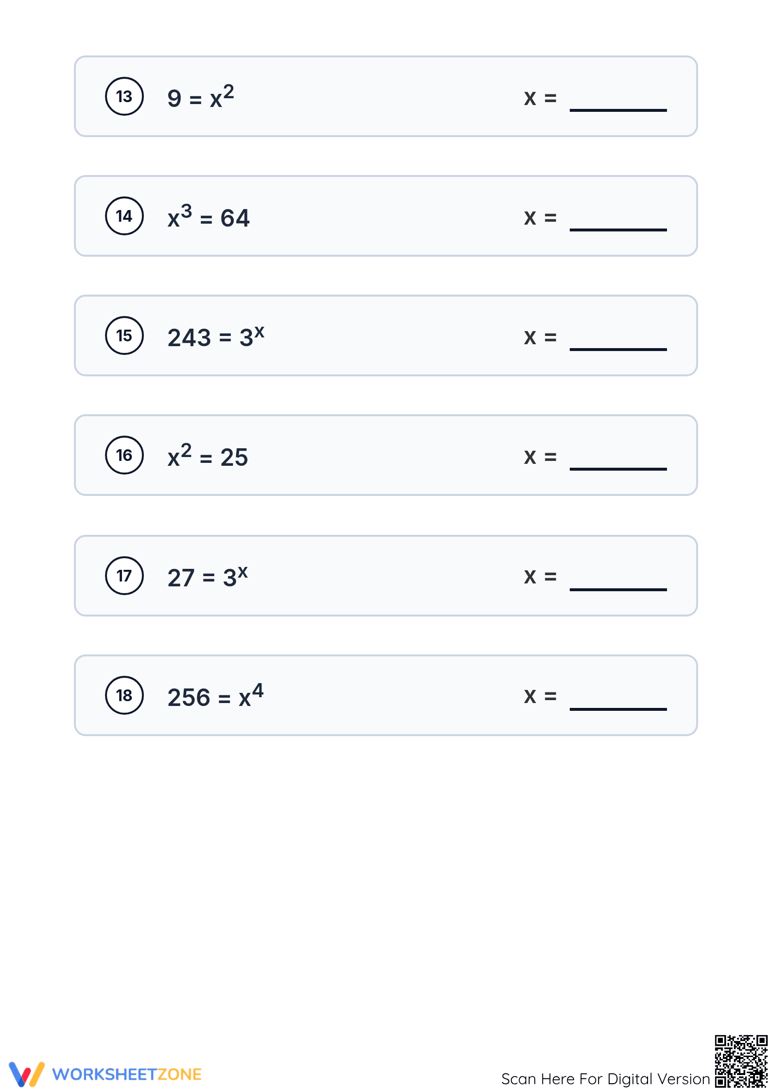 Grade 8 Exponents — Essential Printable No-Prep Worksheet - Page 3