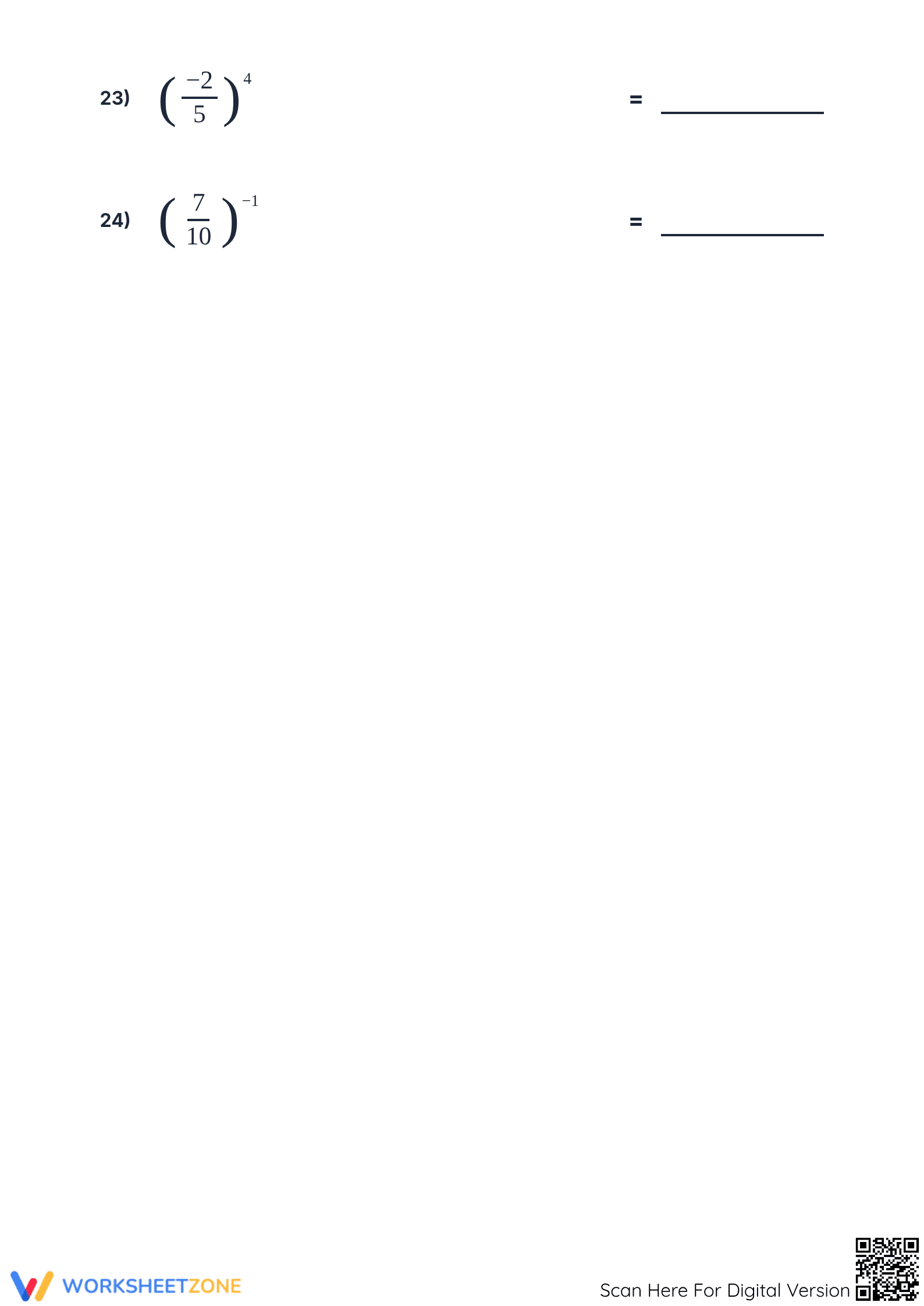 Essential Exponents & Fractions Worksheet | Grades 6-8 - Page 4