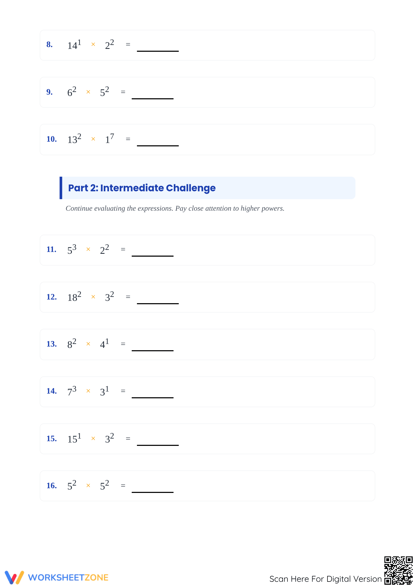 Essential Exponent Multiplication Worksheet | Grade 8 Math - Page 2