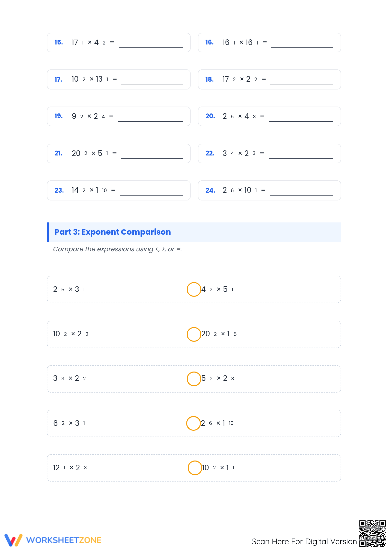 Printable Evaluating Exponents Worksheet | Grade 6-8 Math - Page 2