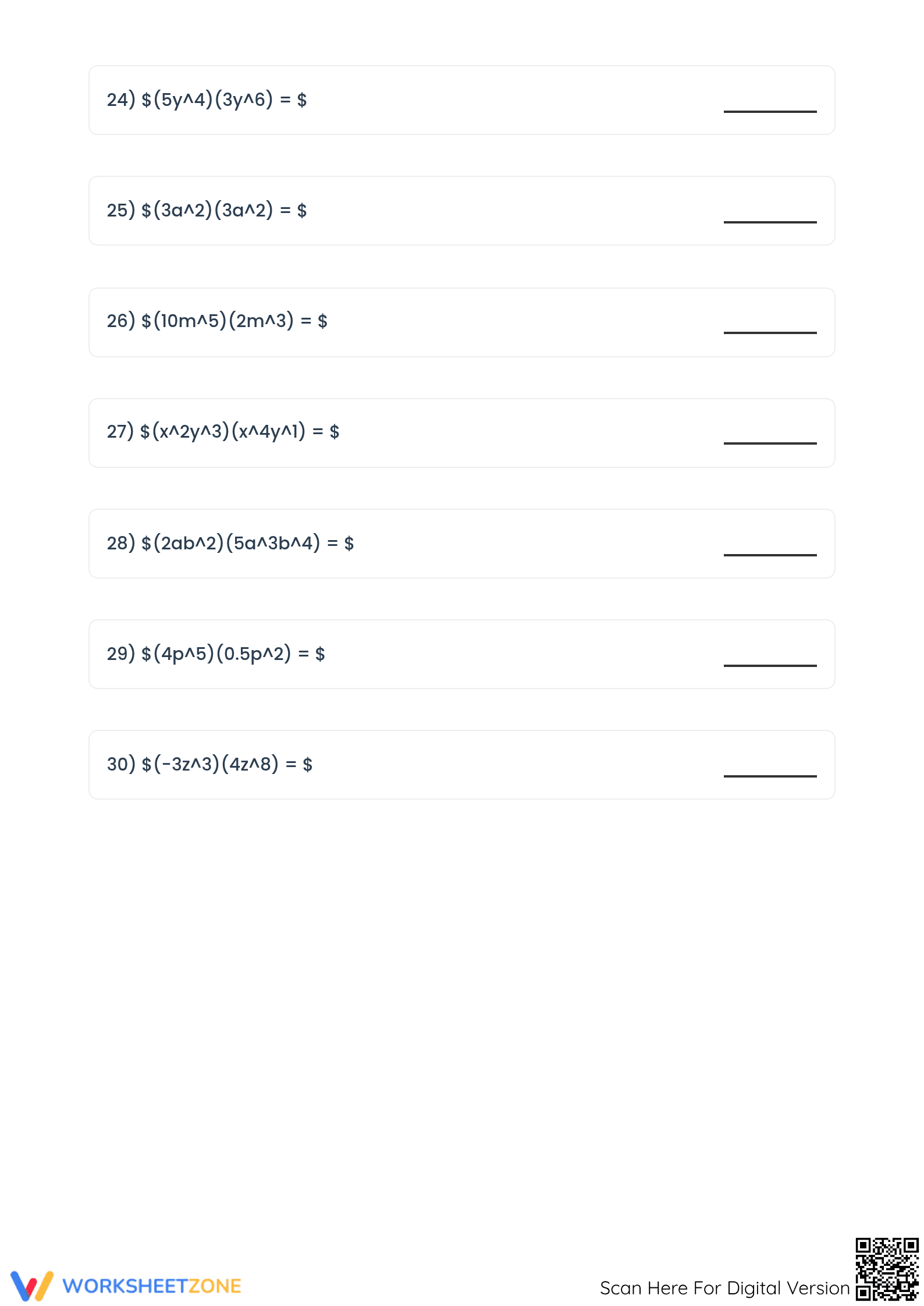Printable Exponent Multiplication Worksheet | Grade 8 Math - Page 4