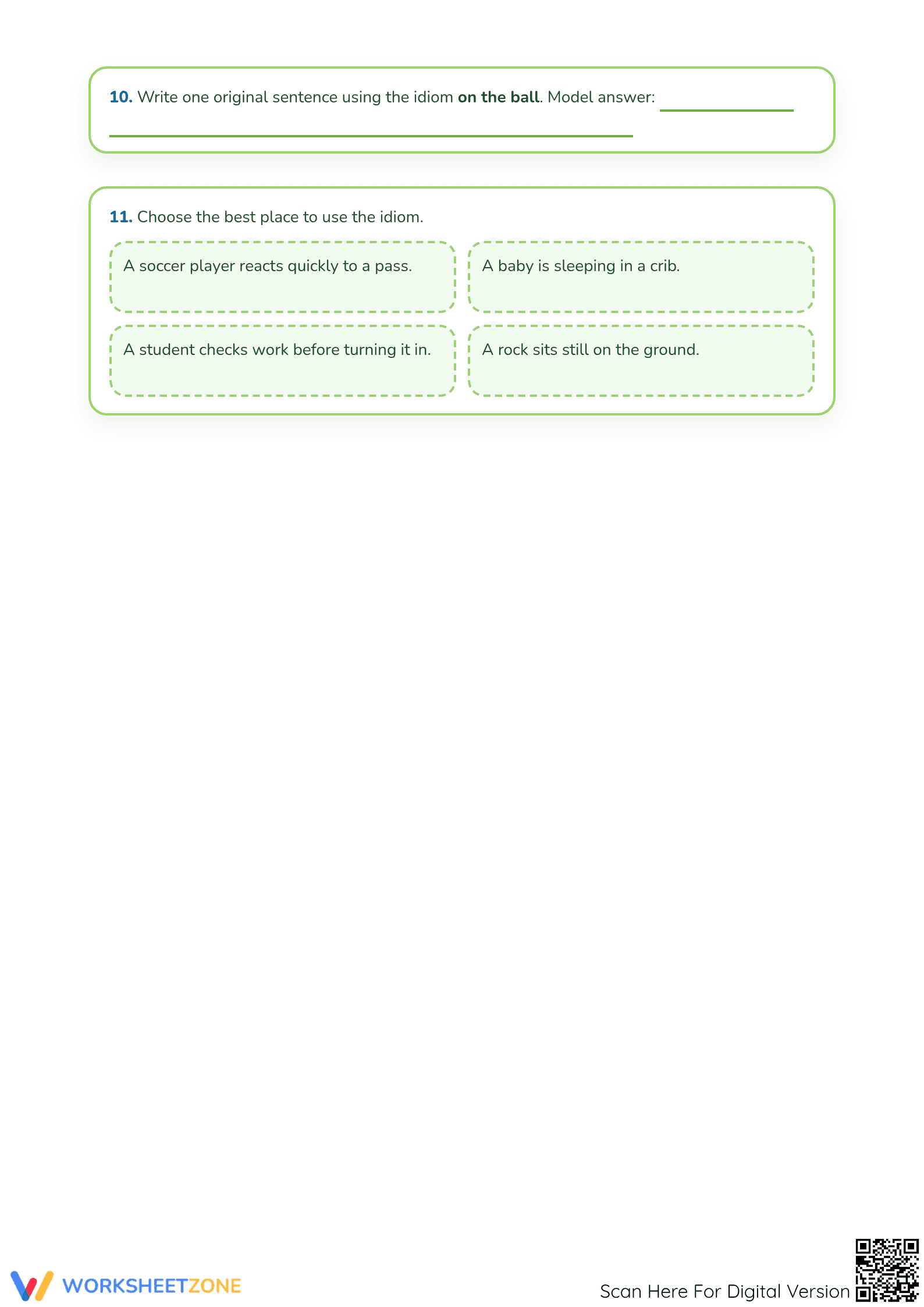 Printable On the Ball Idiom Worksheet | Grades 3-6 ELA - Page 3