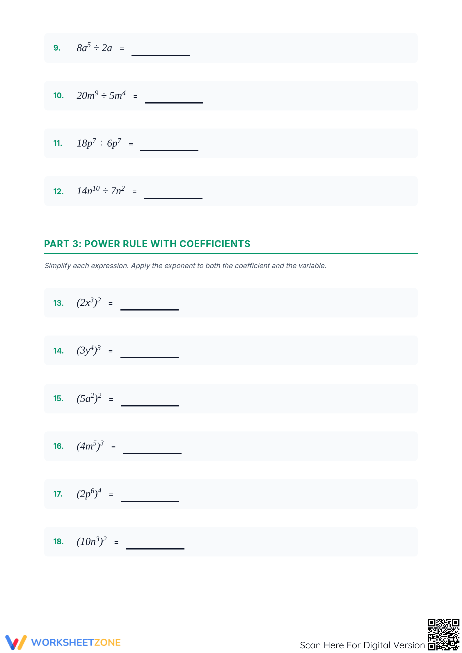 Essential Exponent Rules Practice Worksheet | Printable - Page 2