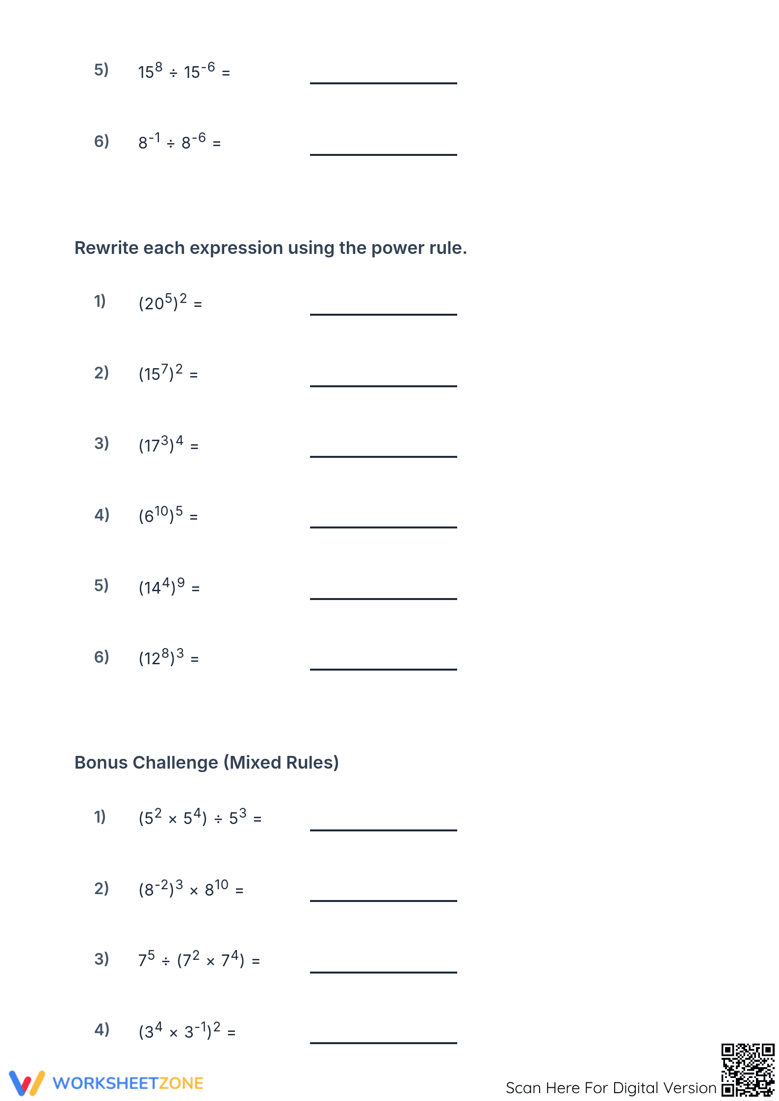 Exponent Rules Worksheet | Essential Grade 8 Math Practice - Page 2