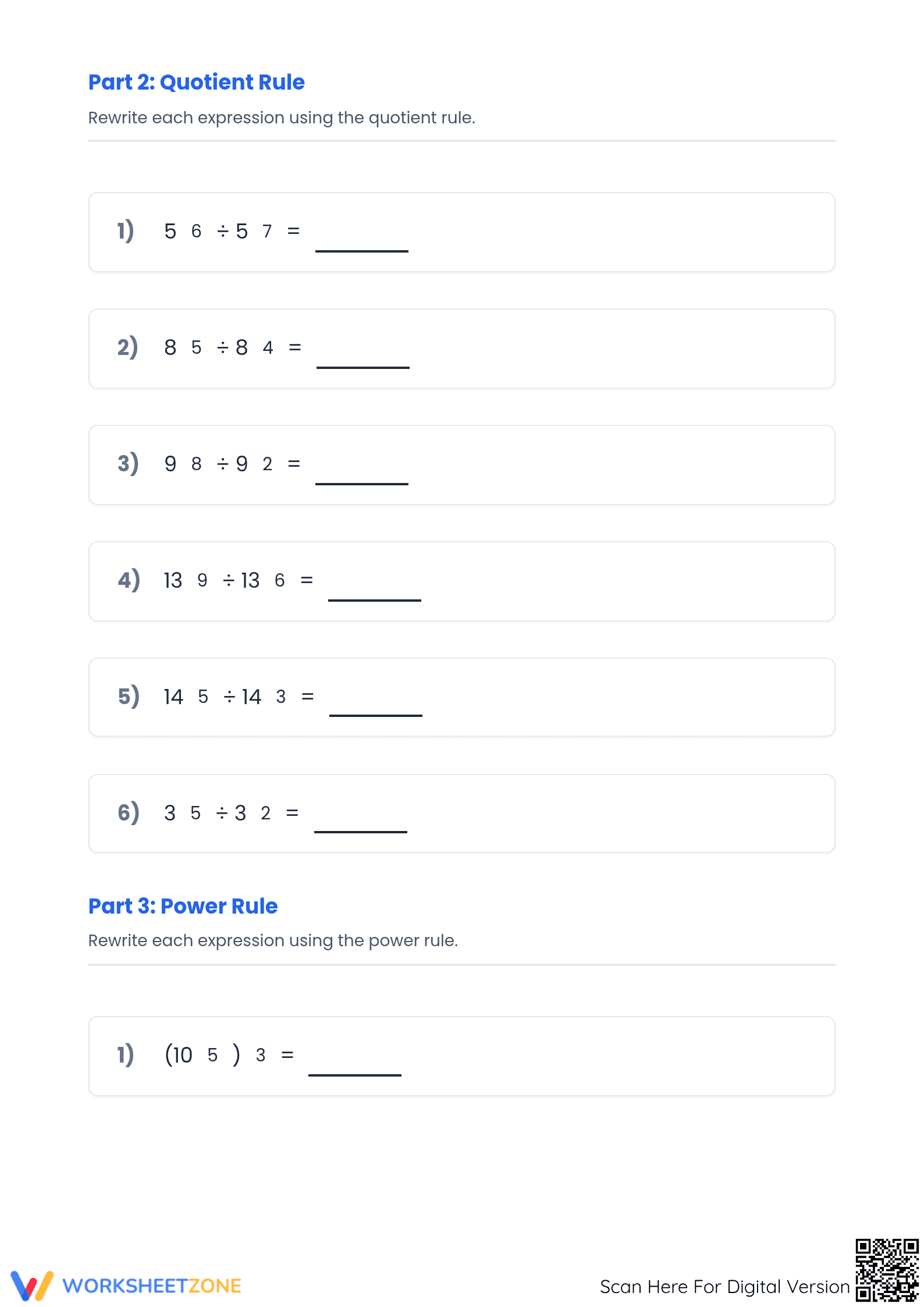 Essential Exponents Rules Worksheet | Printable Grade 8 Math - Page 2