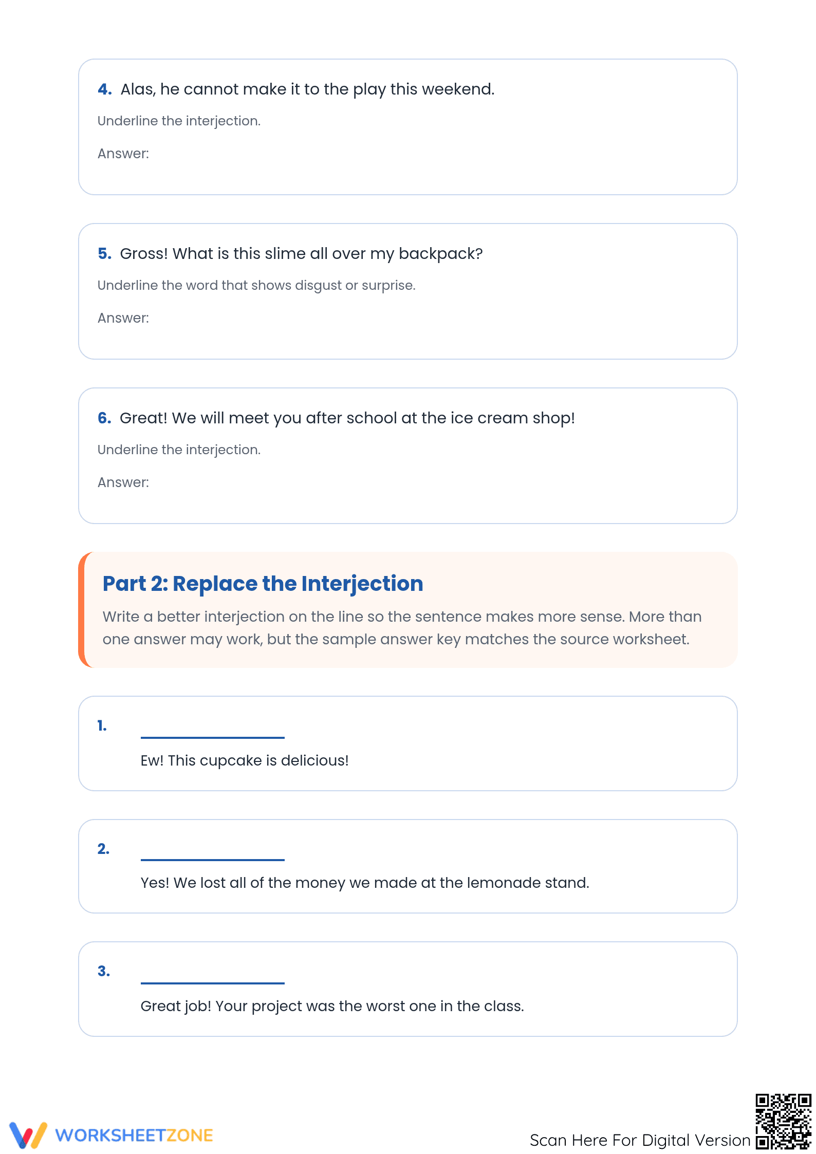 Essential Grade 5 Interjections Worksheet | Printable - Page 2