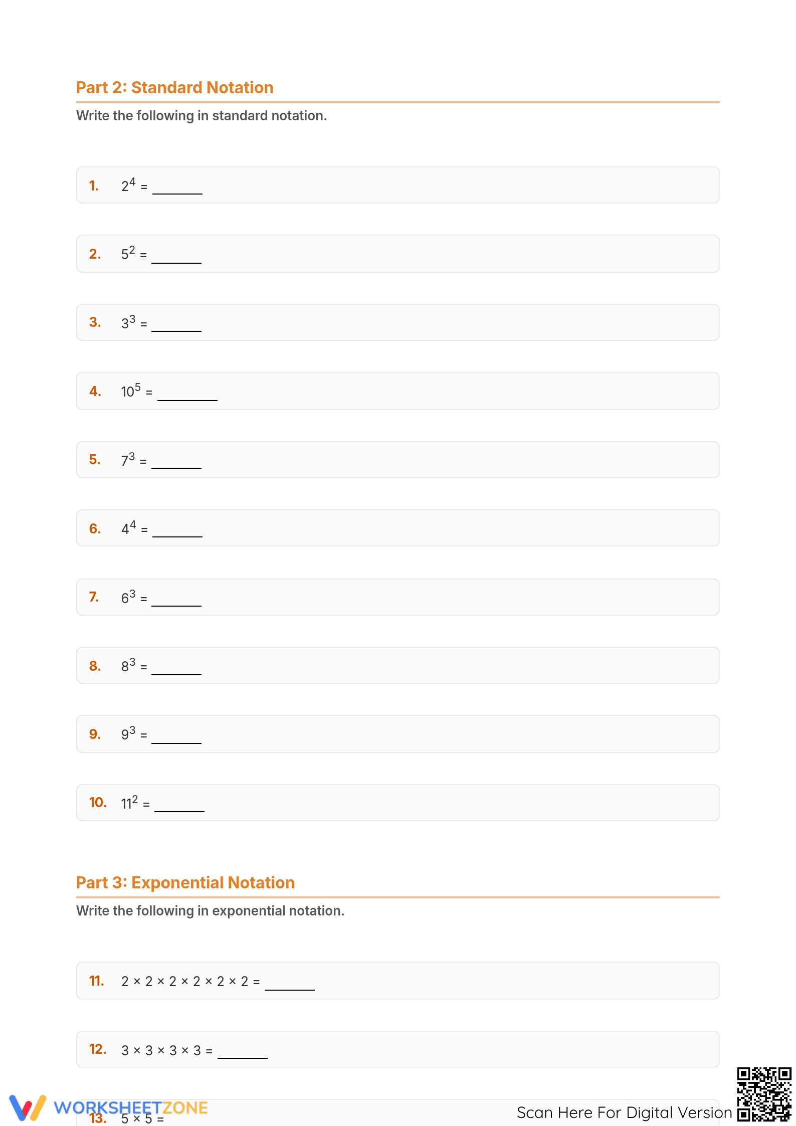 Essential Exponents & Standard Notation Worksheet | Grade 6 - Page 2