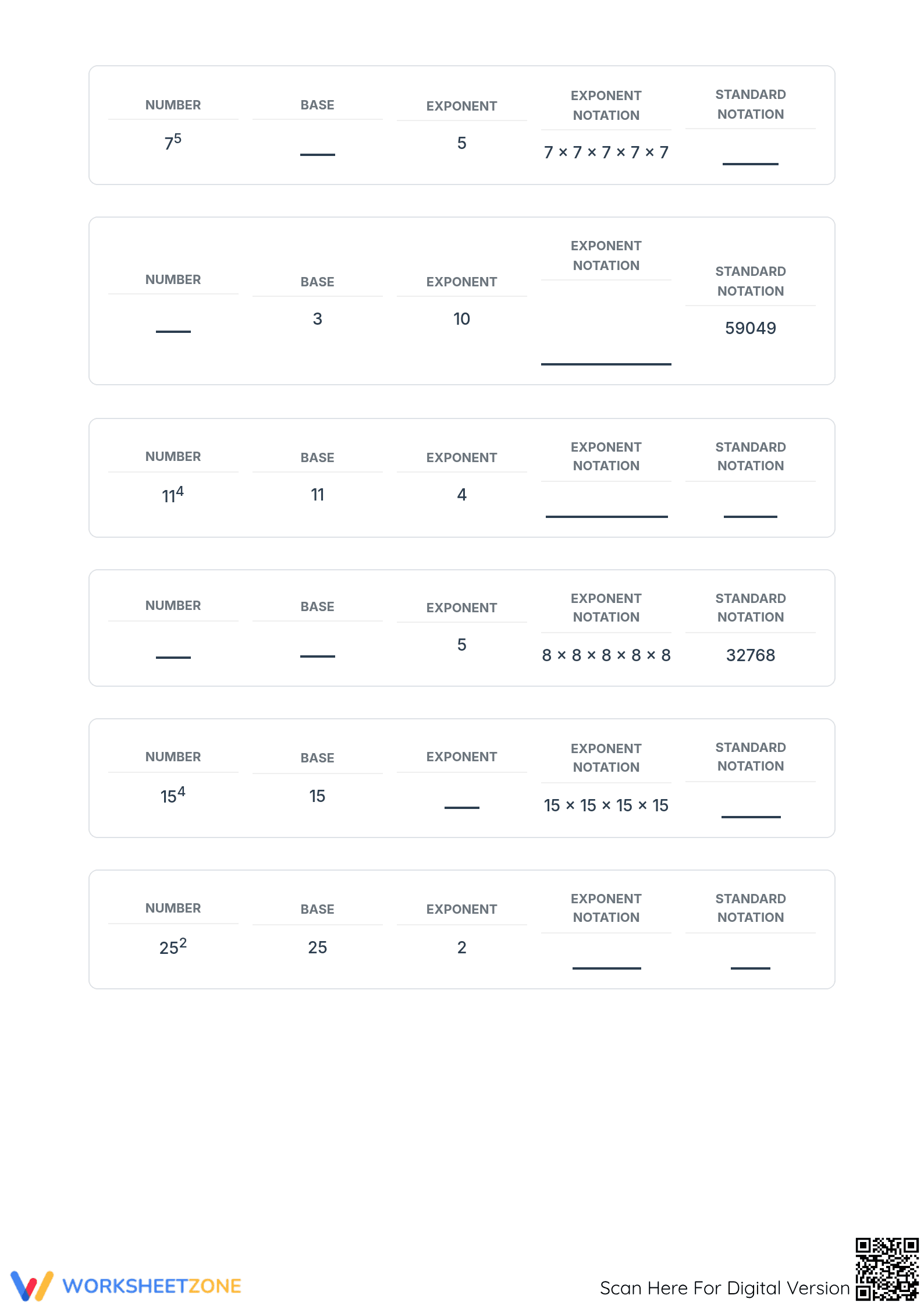 Essential Exponents & Standard Notation Worksheet Grade 6-8 - Page 4