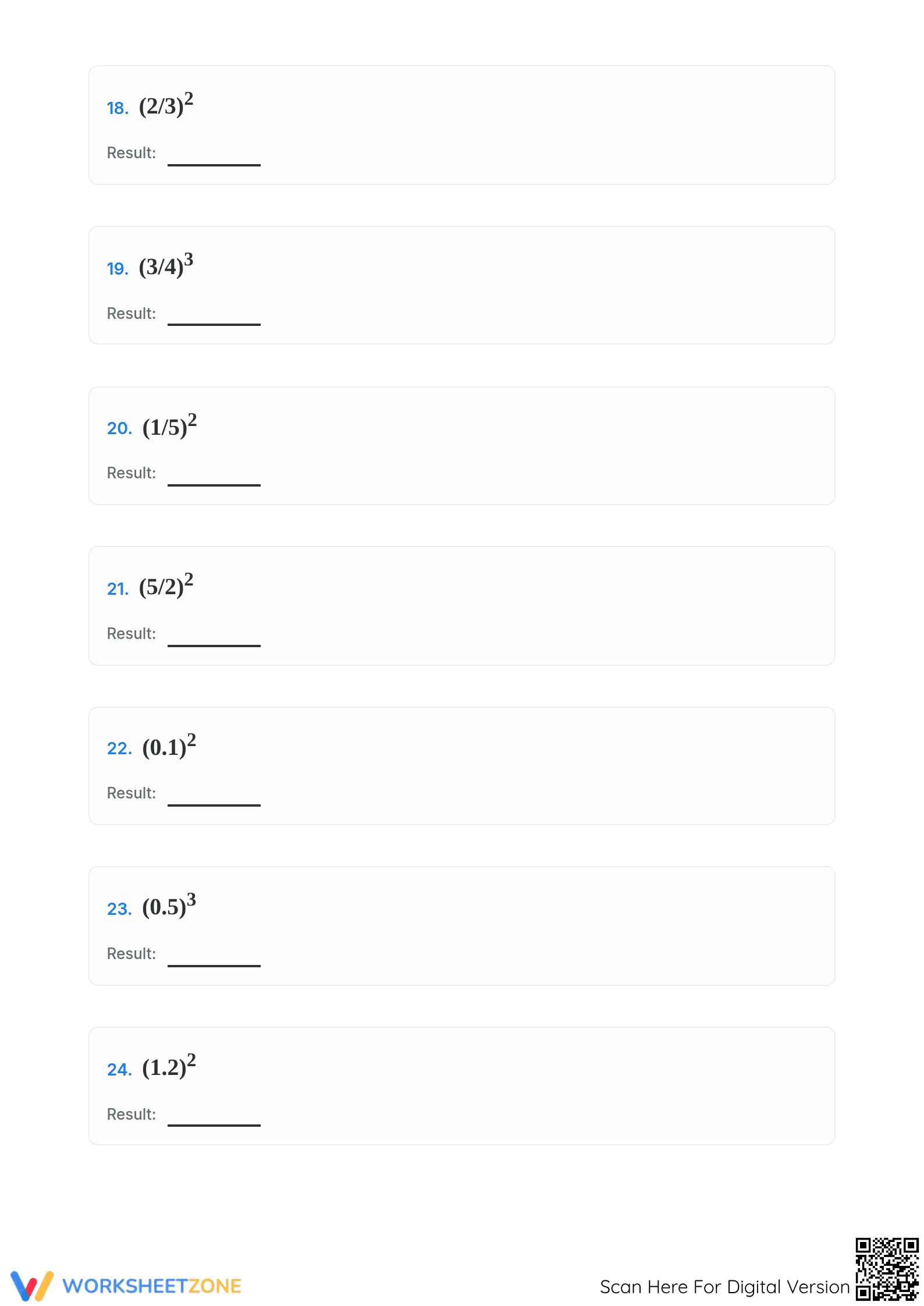 Evaluate Exponents Worksheet | Printable Grade 6-8 Math - Page 4