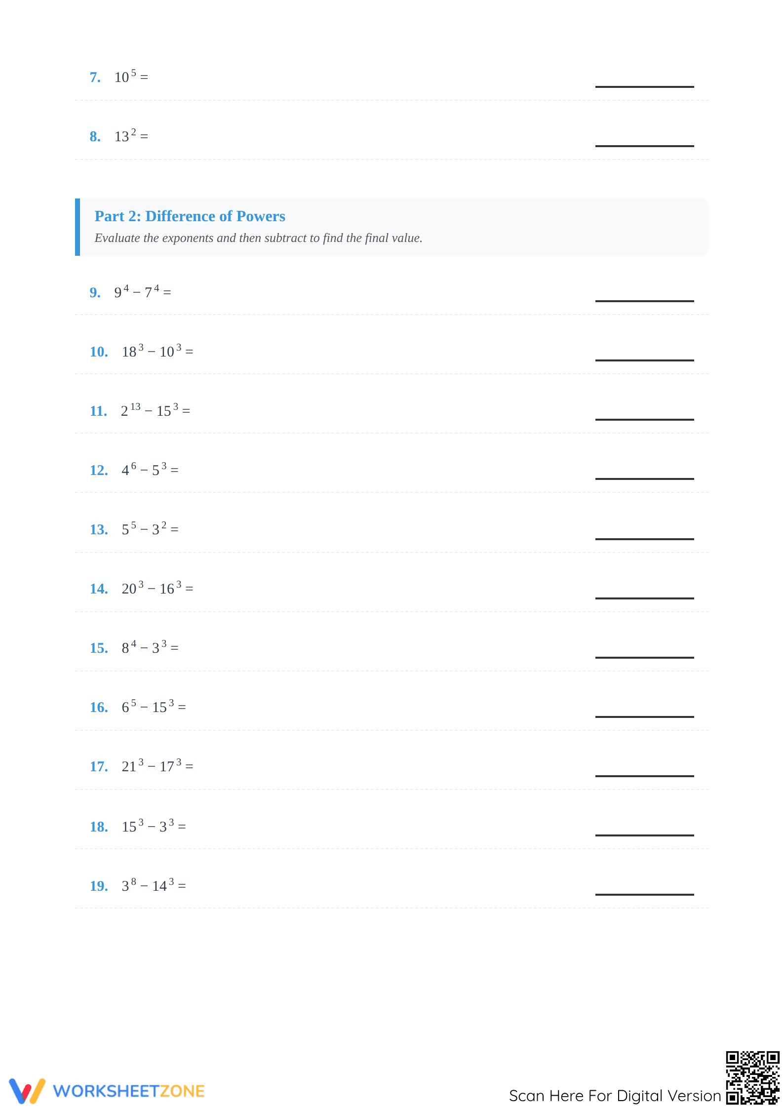 6.EE.A.1 Worksheet: Exponent Mastery — Grade 6 Aligned - Page 2