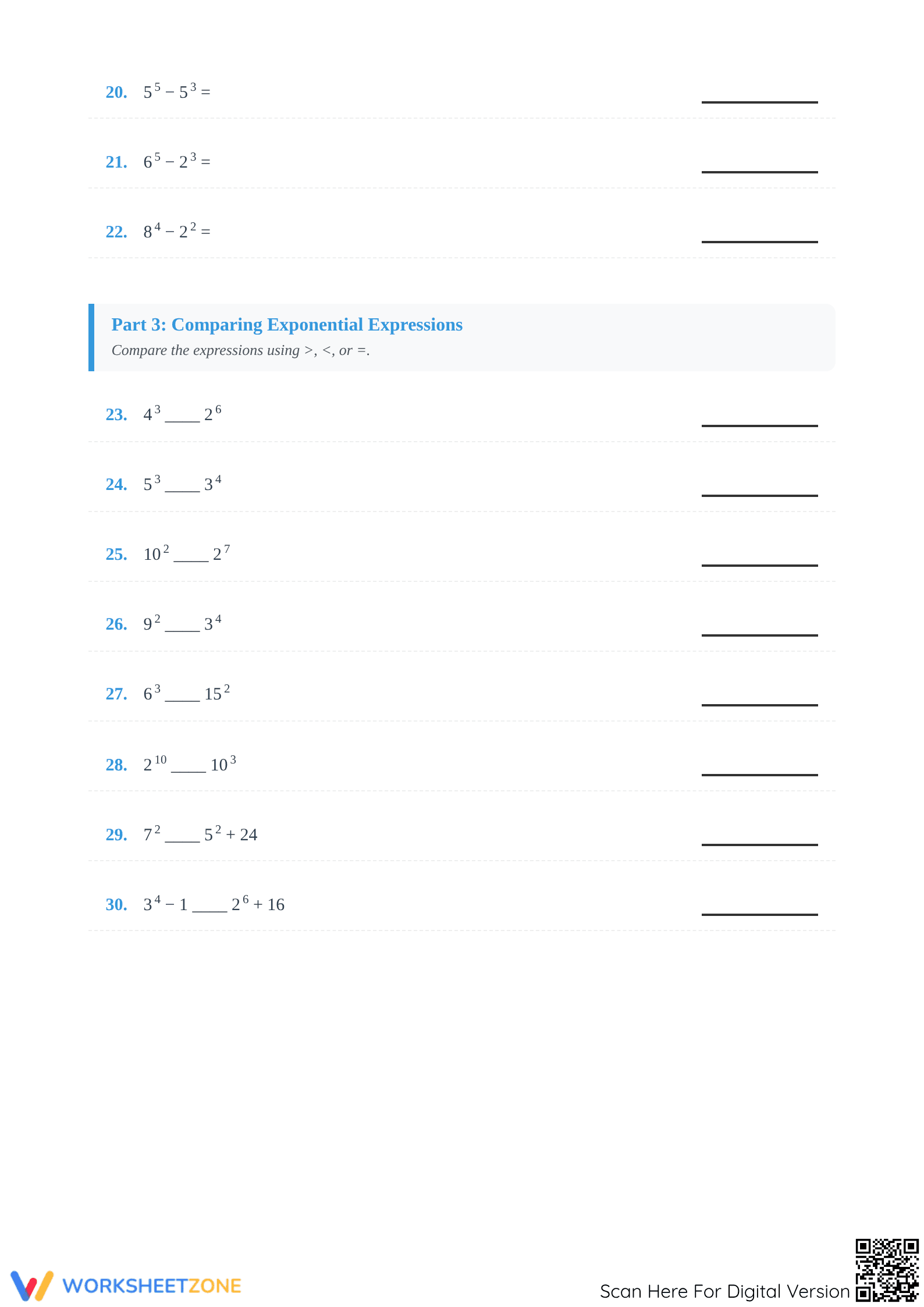 6.EE.A.1 Worksheet: Exponent Mastery — Grade 6 Aligned - Page 3