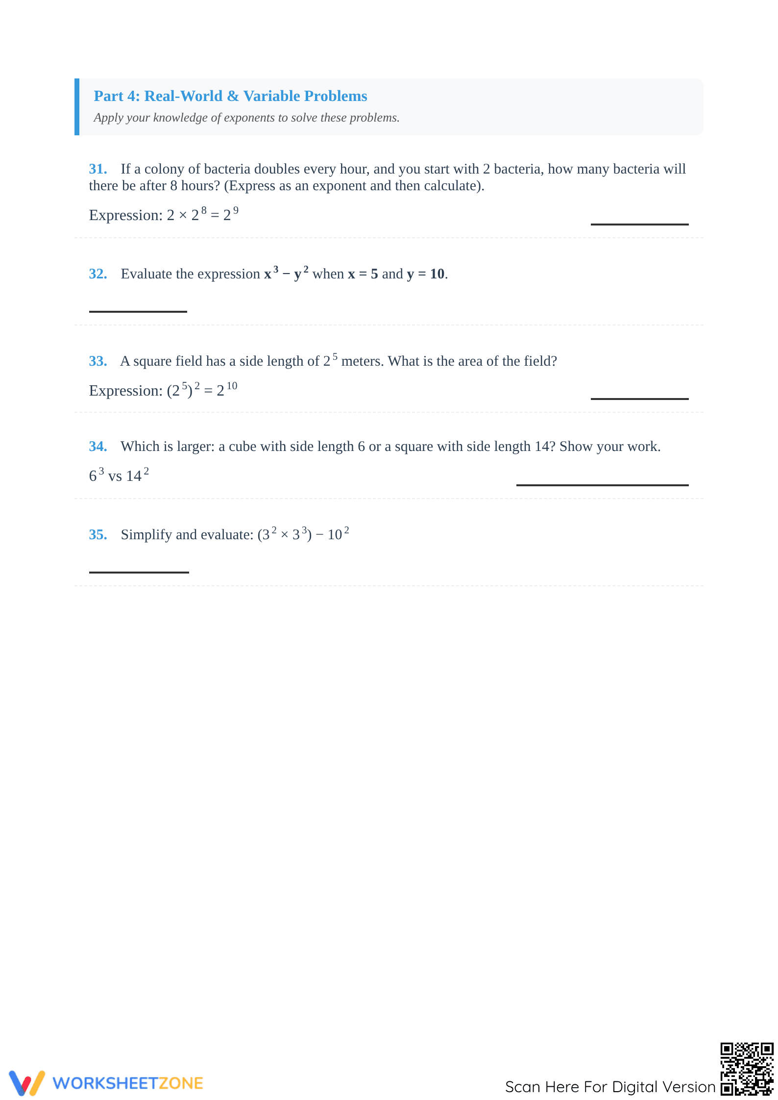 6.EE.A.1 Worksheet: Exponent Mastery — Grade 6 Aligned - Page 4