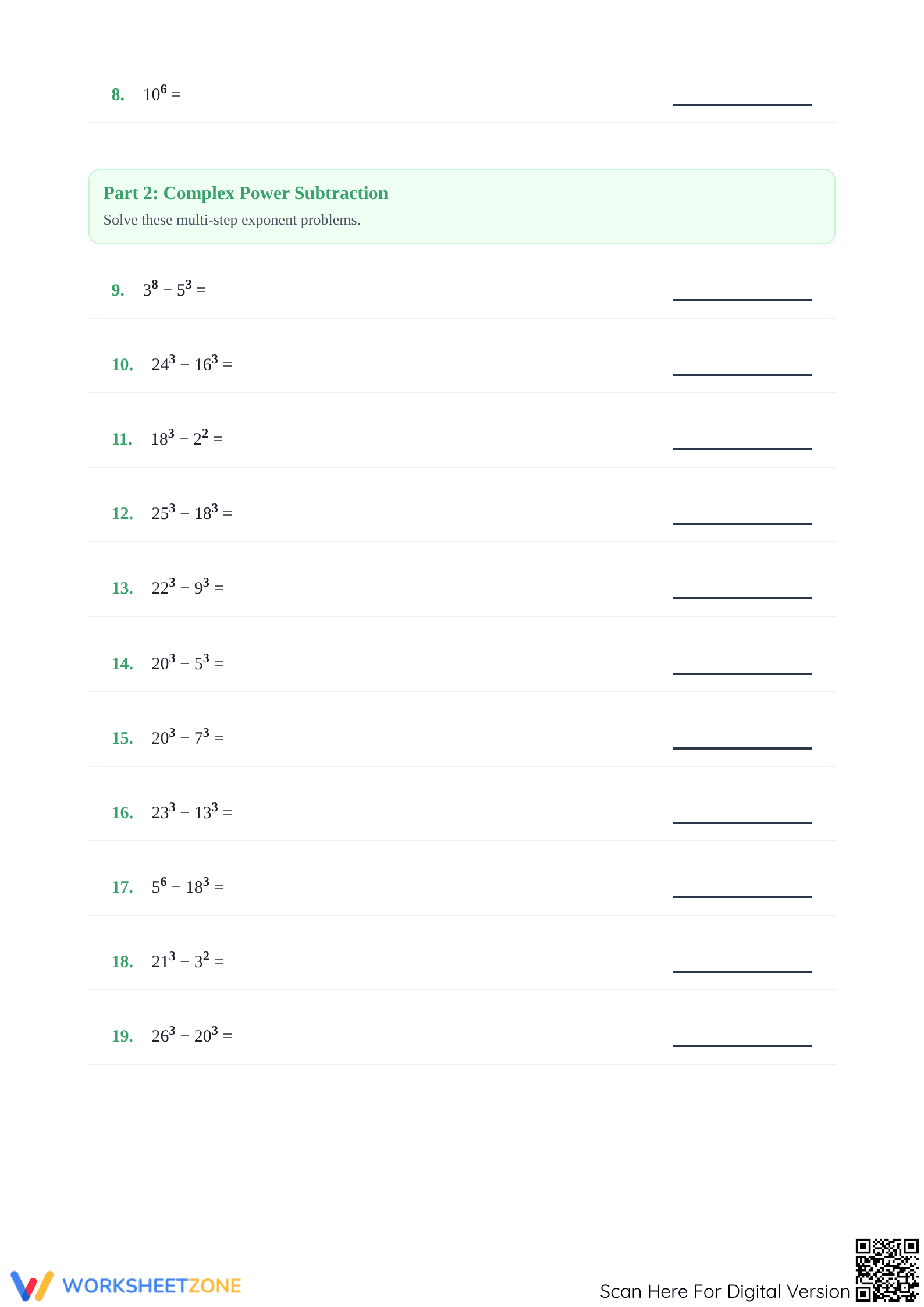 Essential Exponents Practice Worksheet | Grades 6-8 Math - Page 2