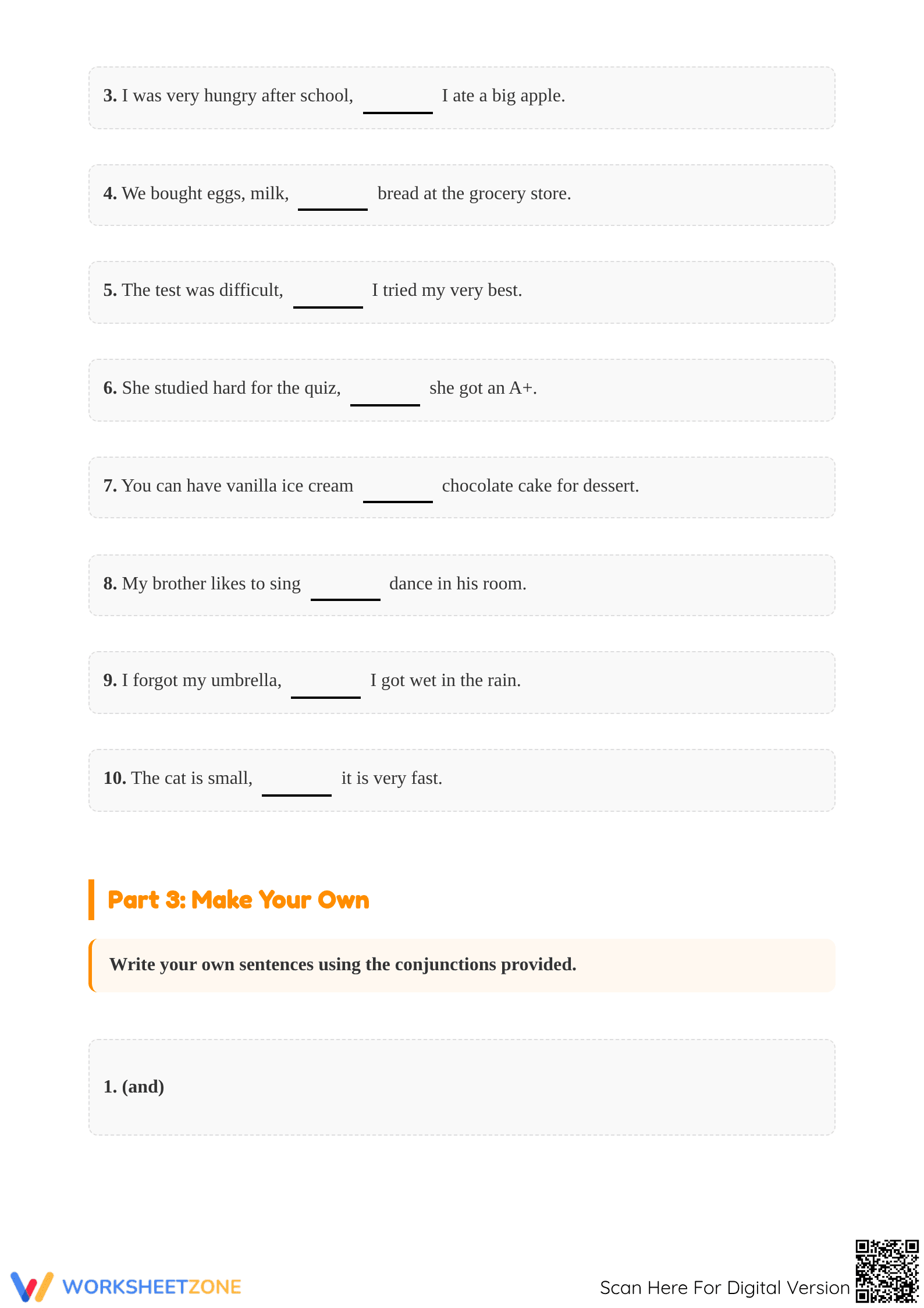 Printable Conjunctions Worksheet | Grade 3 ELA Essential - Page 3