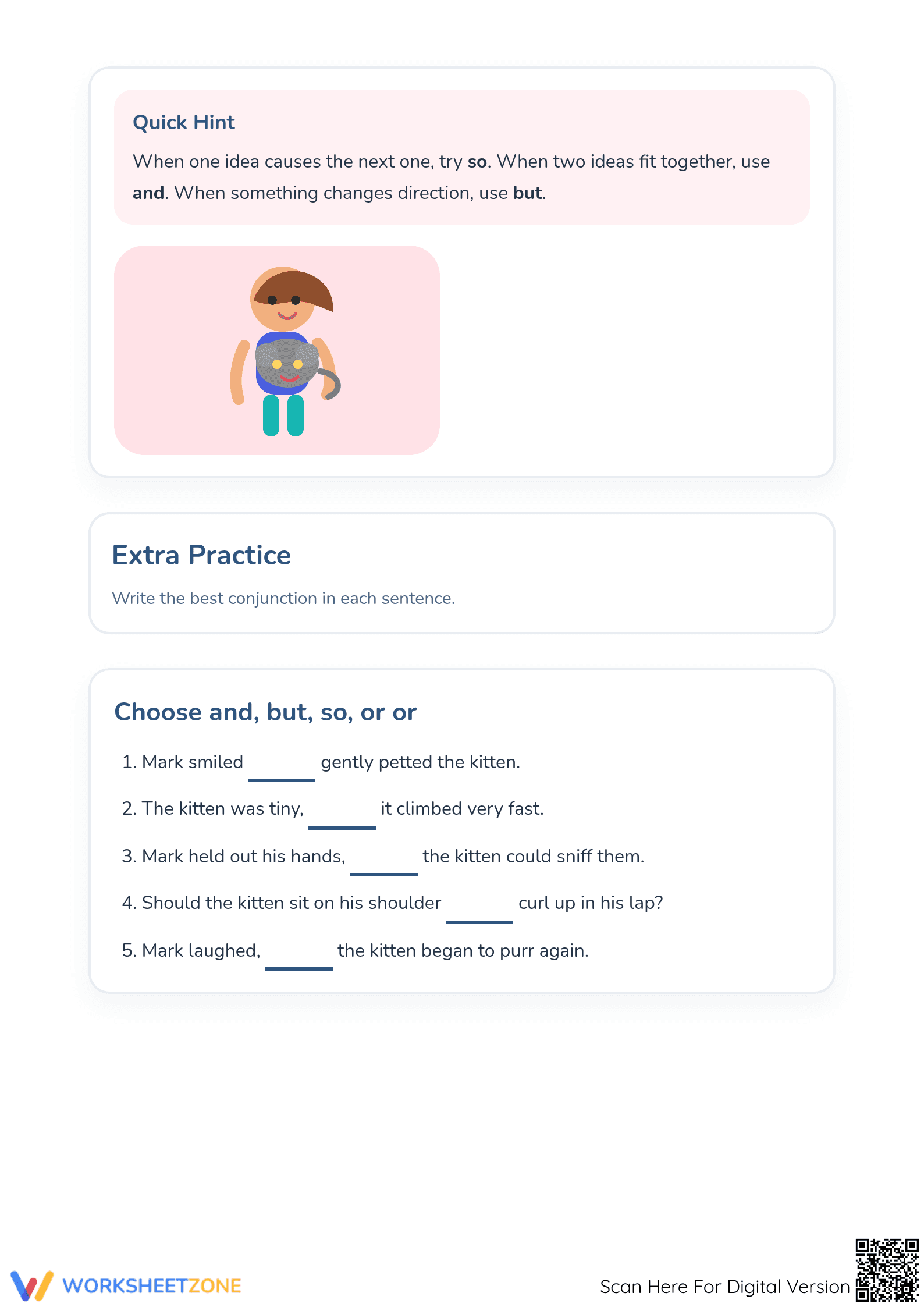 Grade 3 Conjunctions: And, But, Or, So Printable Worksheet - Page 2