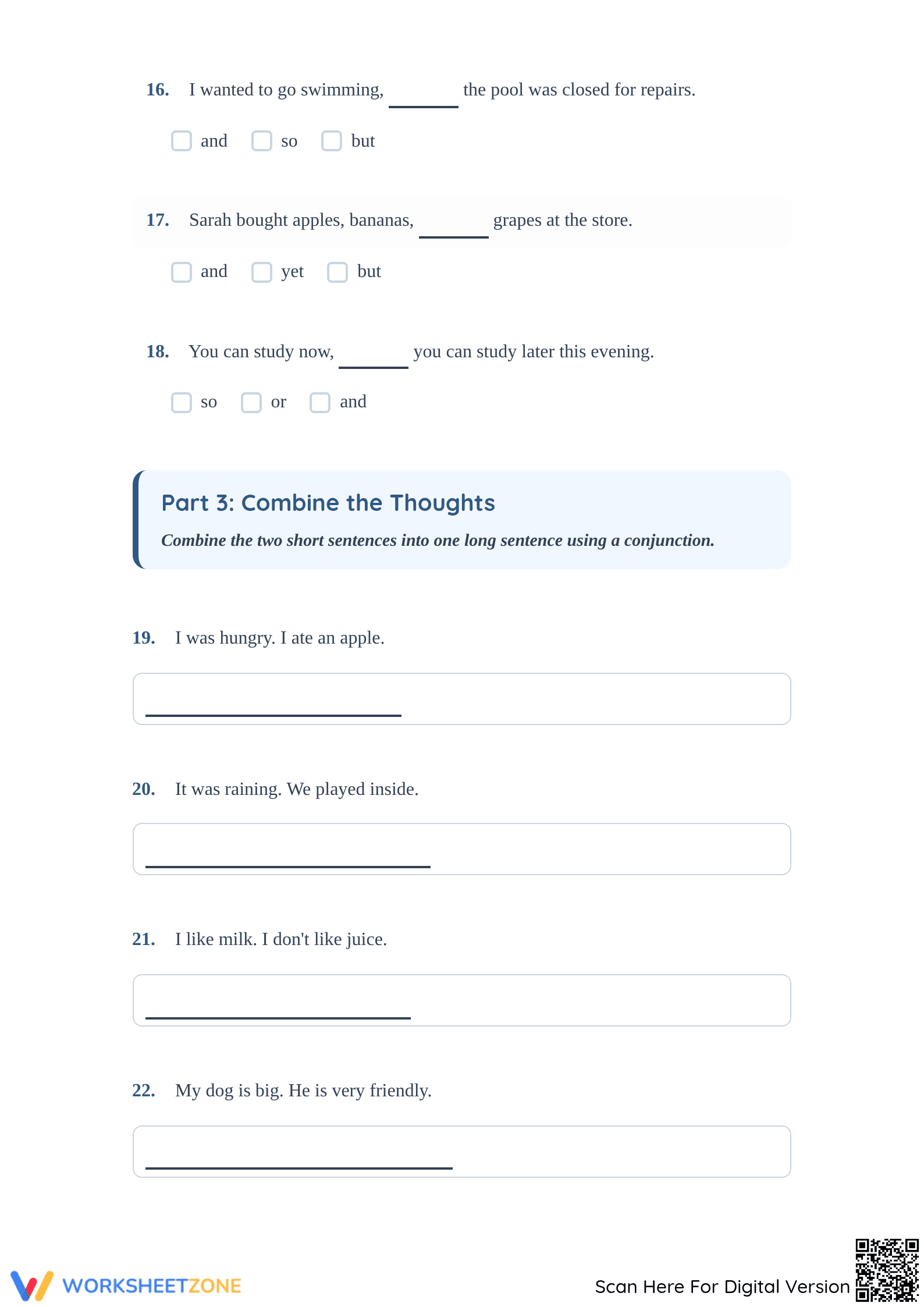 Essential Conjunctions Worksheet | Grade 3-5 ELA - Page 3