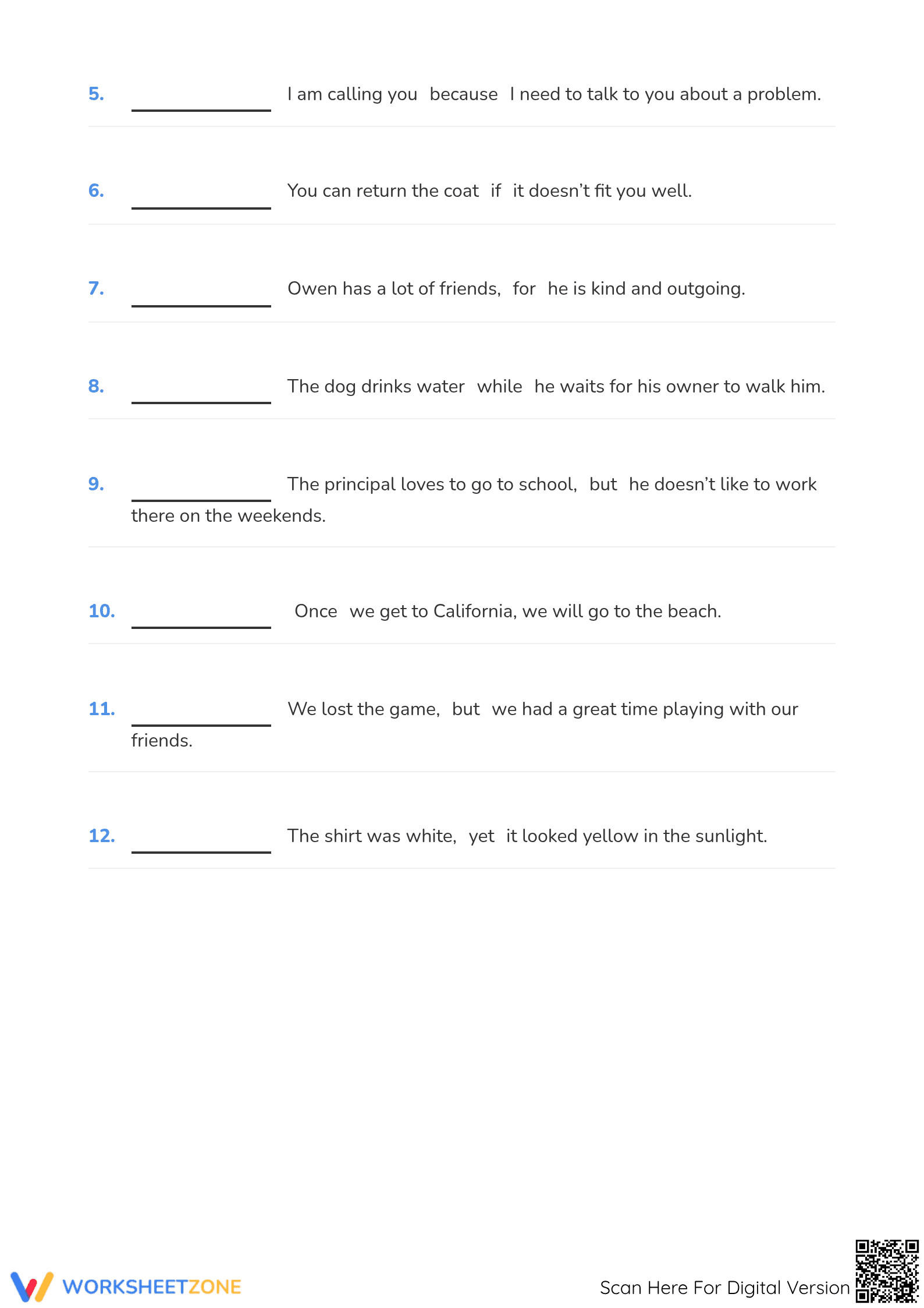 Grade 3 Conjunctions — Printable No-Prep Worksheet - Page 2