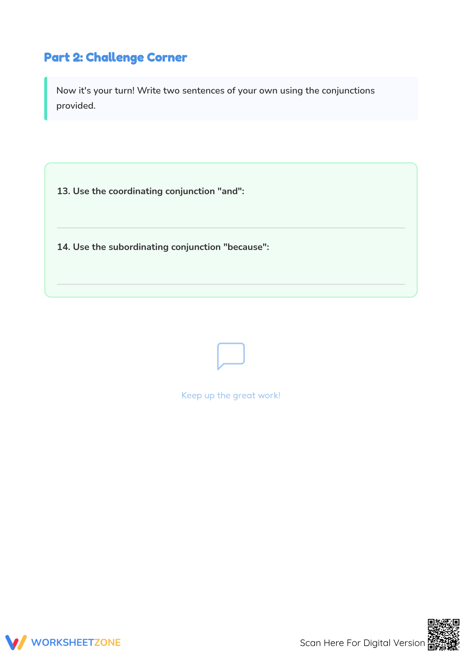 Grade 3 Conjunctions — Printable No-Prep Worksheet - Page 3