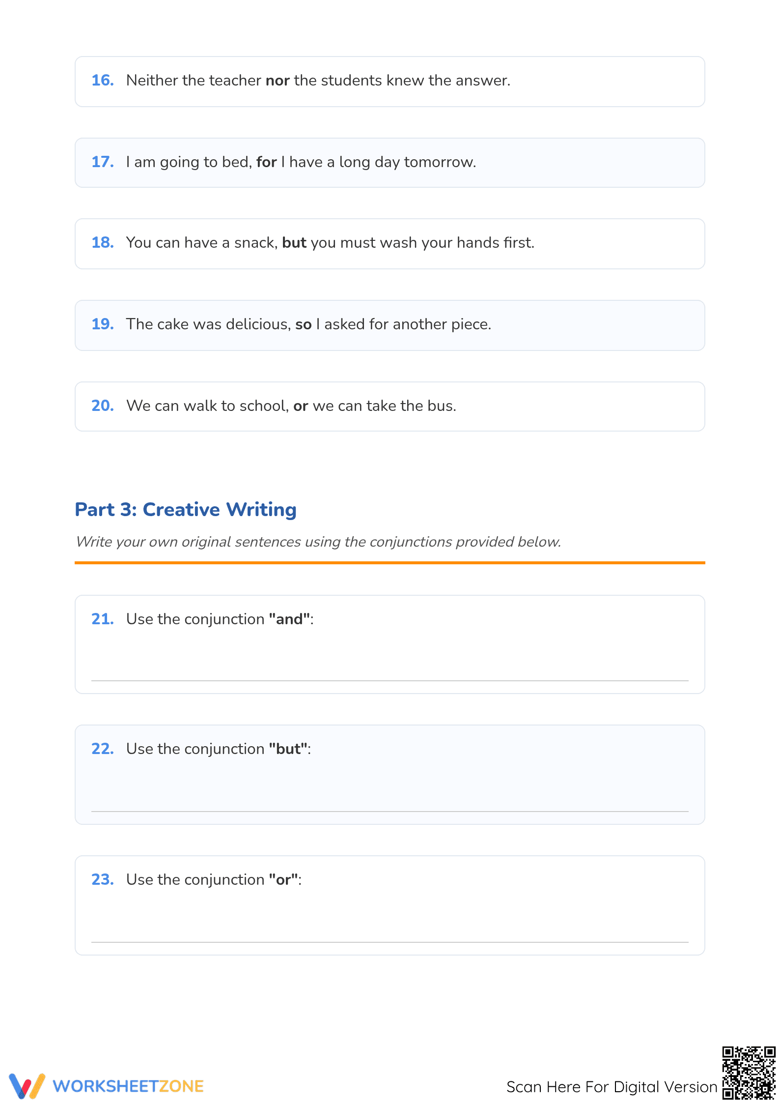 Printable Coordinating Conjunctions Worksheet | Grade 3 ELA - Page 3