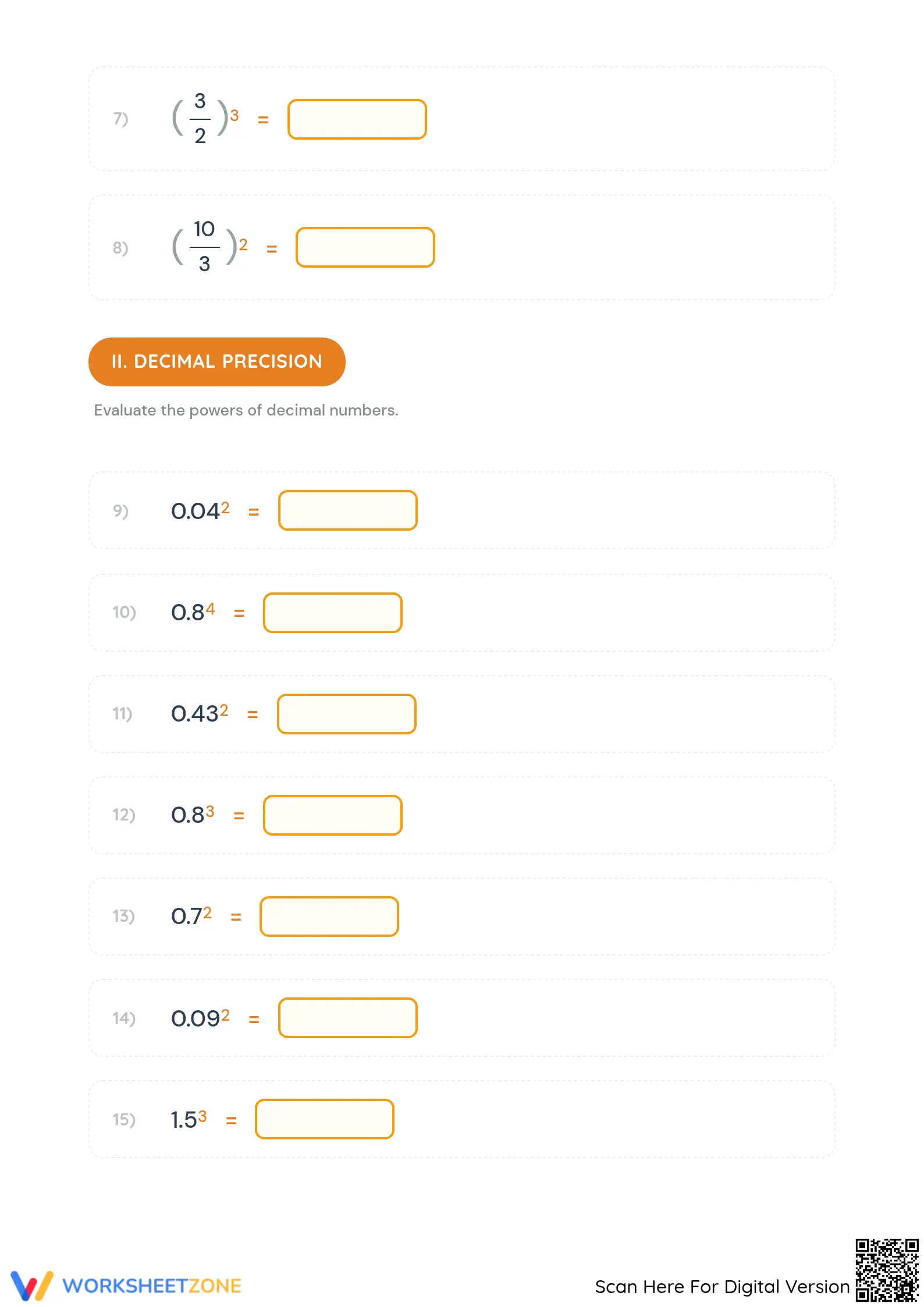 Essential Evaluate Exponents Worksheet | Grades 6-8 Math - Page 2