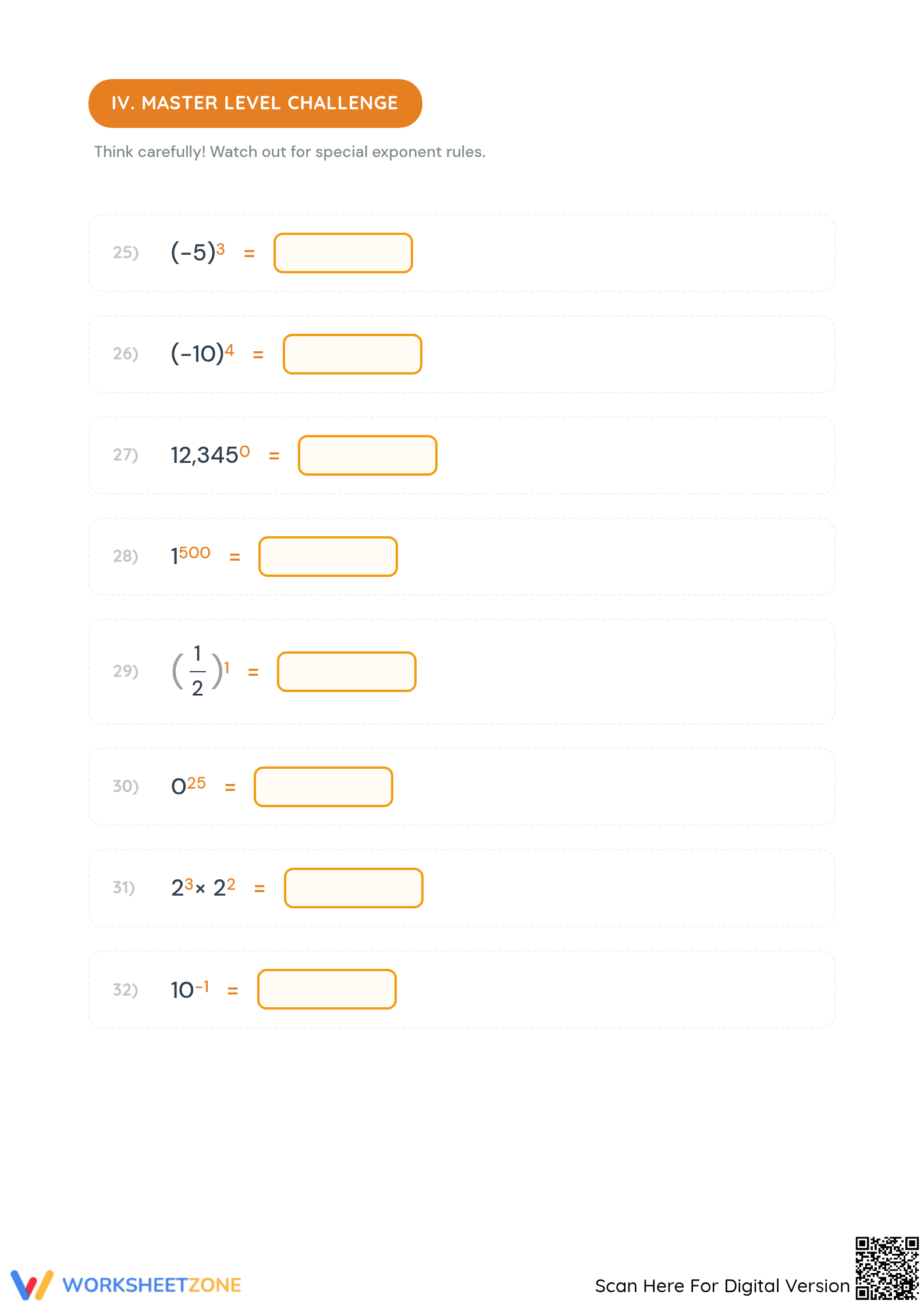 Essential Evaluate Exponents Worksheet | Grades 6-8 Math - Page 4