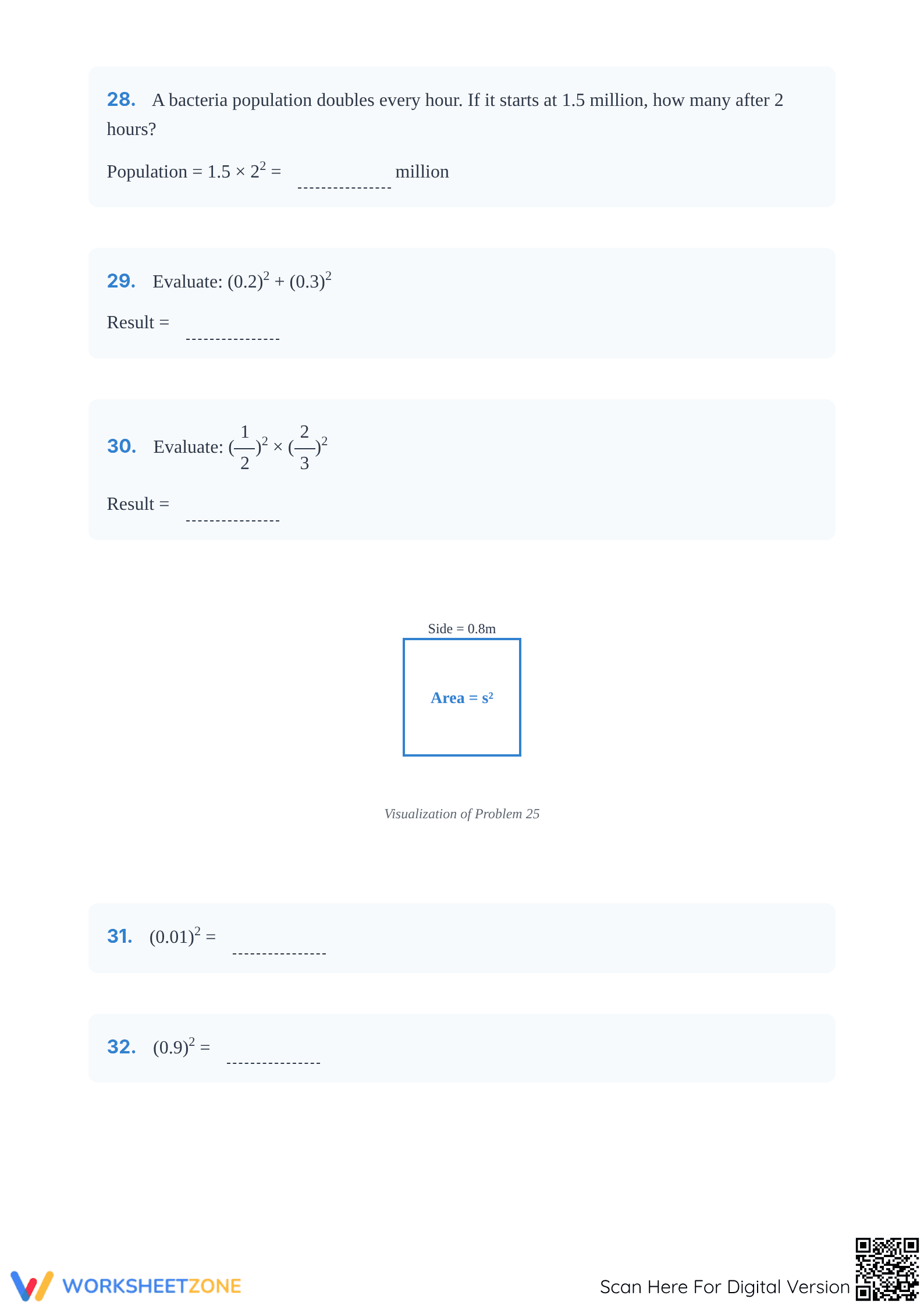 Printable Exponents with Decimal and Fractions | Grade 6-8 - Page 5