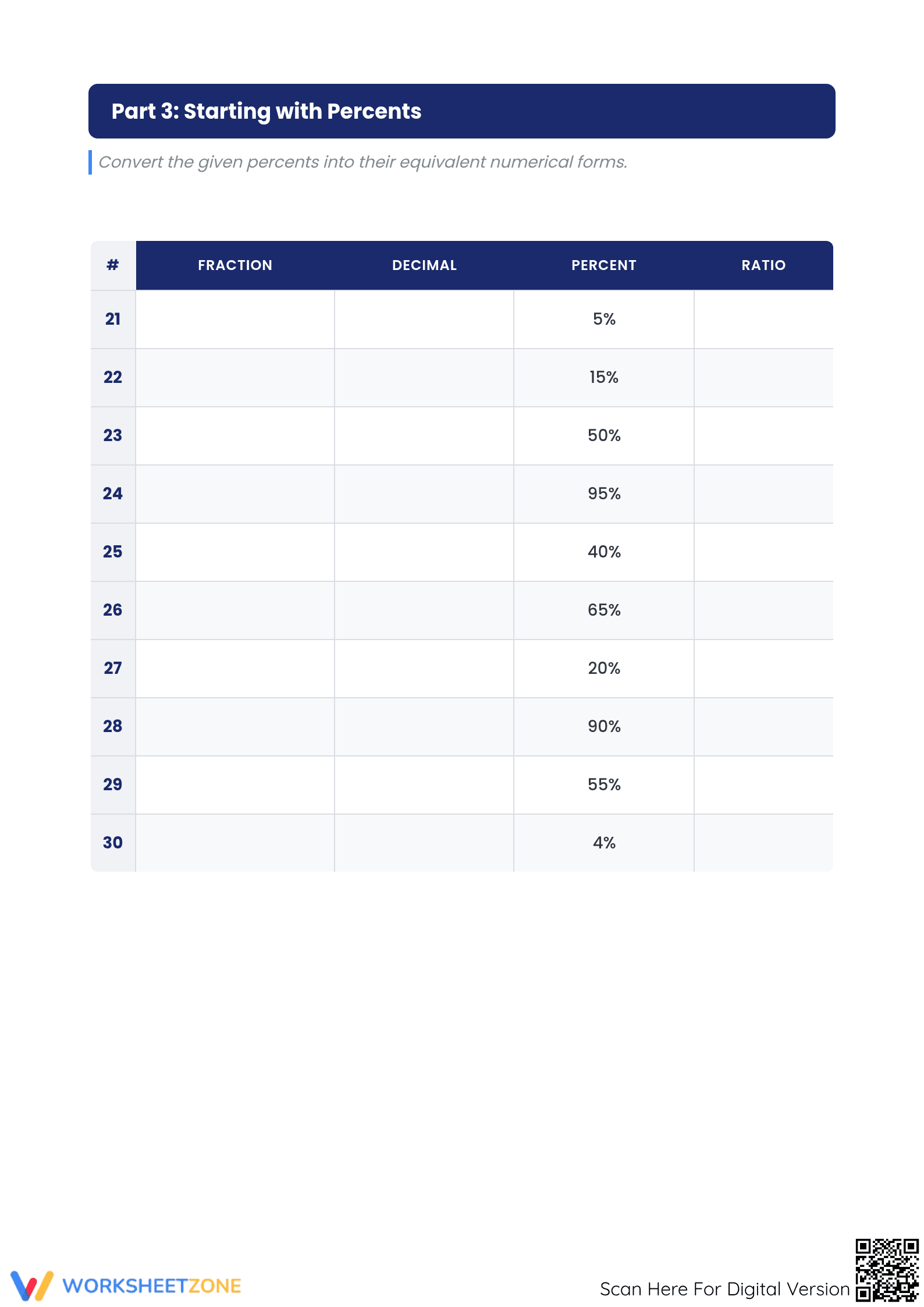 Grade 6 Fraction Conversion — Printable No-Prep Worksheet - Page 3