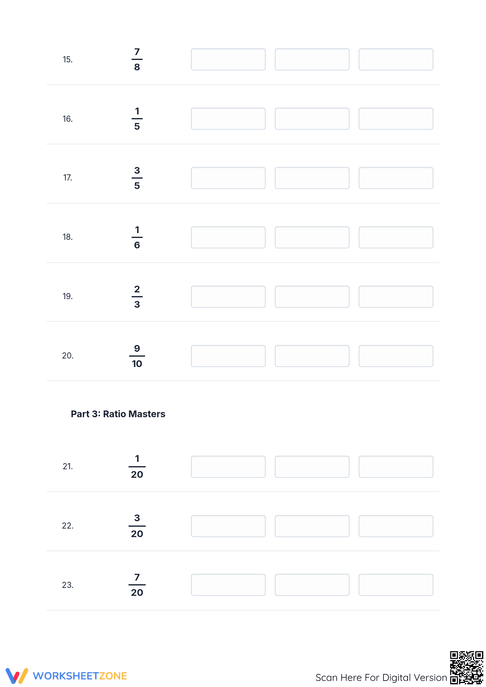 Convert Fractions, Decimals, Percents Worksheet | Essential - Page 3