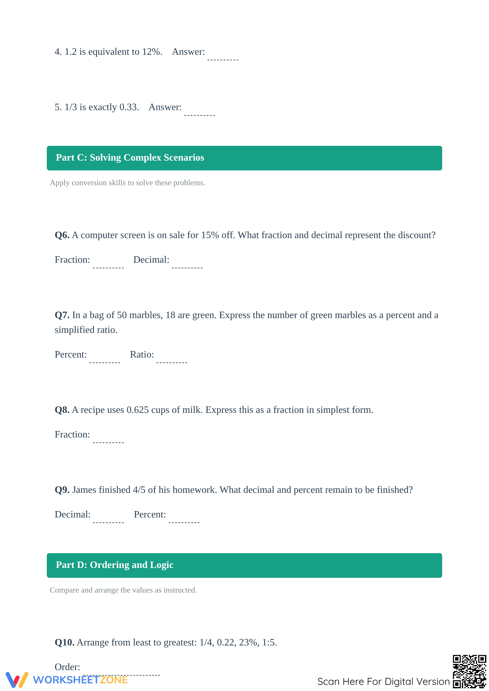 Mastering FDP Conversions: A Grade 7 Aligned Worksheet - Page 2