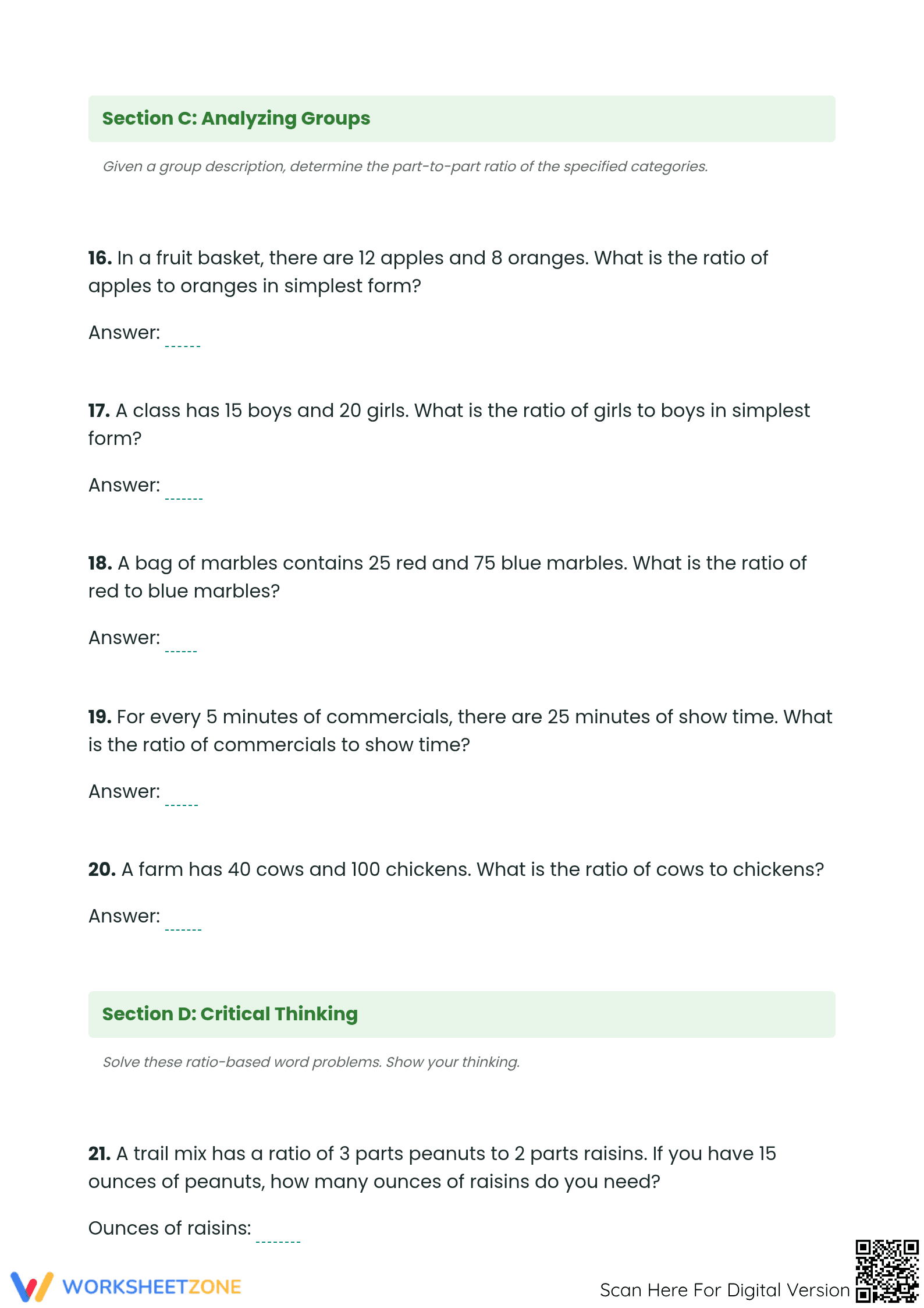 Printable Ratio Conversion Worksheet | Grade 6-7 Math - Page 3
