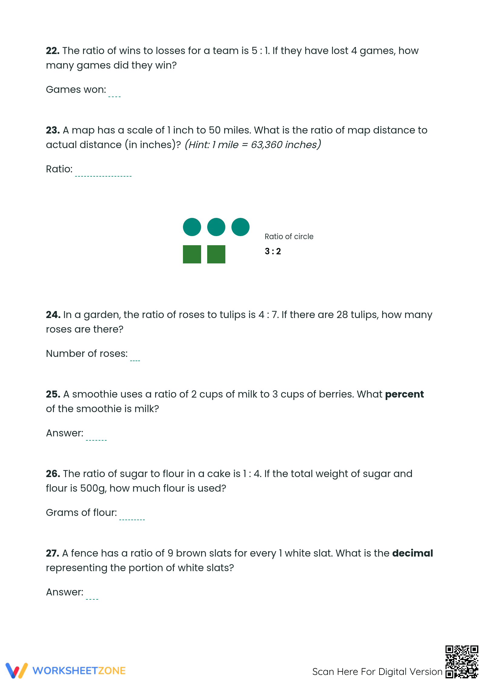 Printable Ratio Conversion Worksheet | Grade 6-7 Math - Page 4
