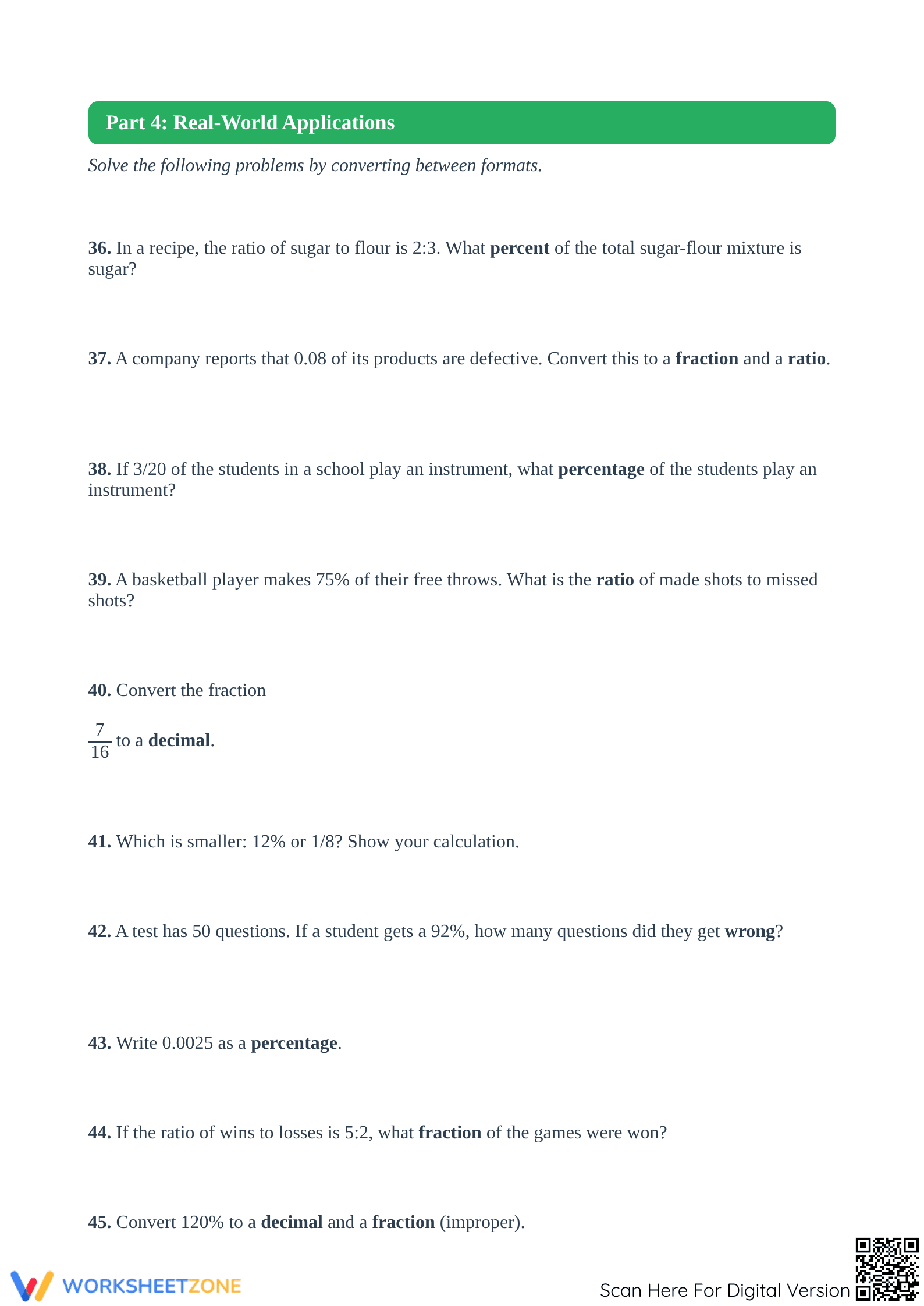 Essential Fraction Decimal Percent Ratio Practice | Grade 6+ - Page 5