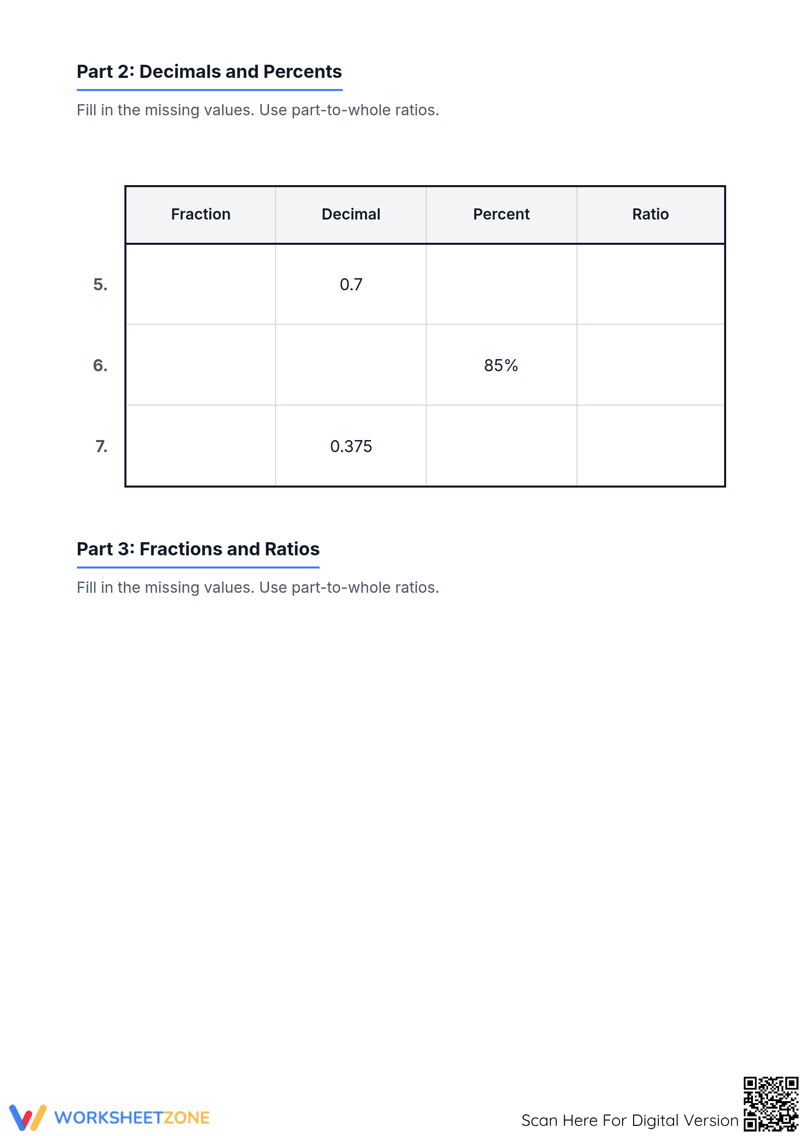 Essential Converting Fractions Decimals Percents Worksheet - Page 2