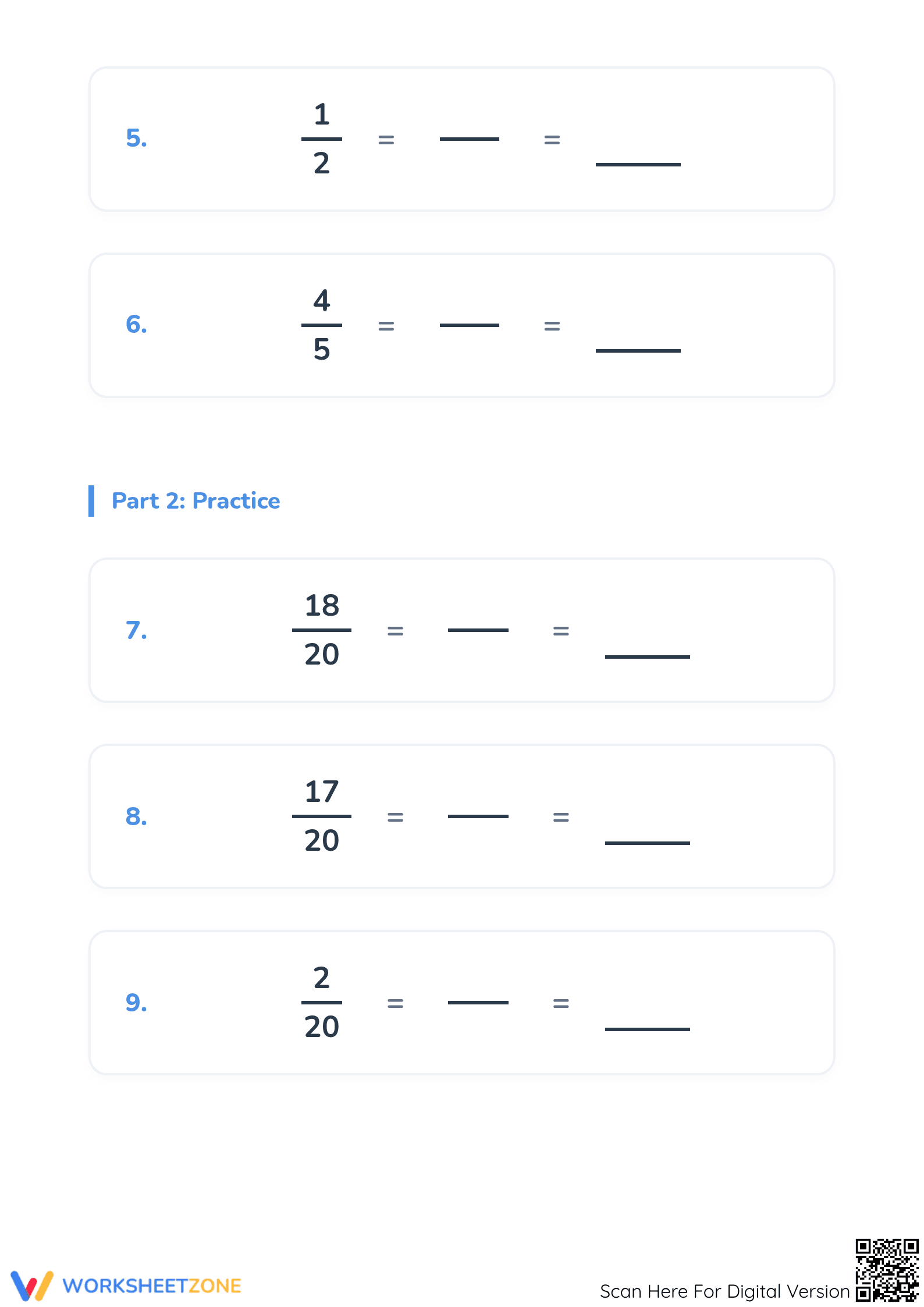 Printable Fraction to Decimal Worksheet | Grade 4 Math - Page 2