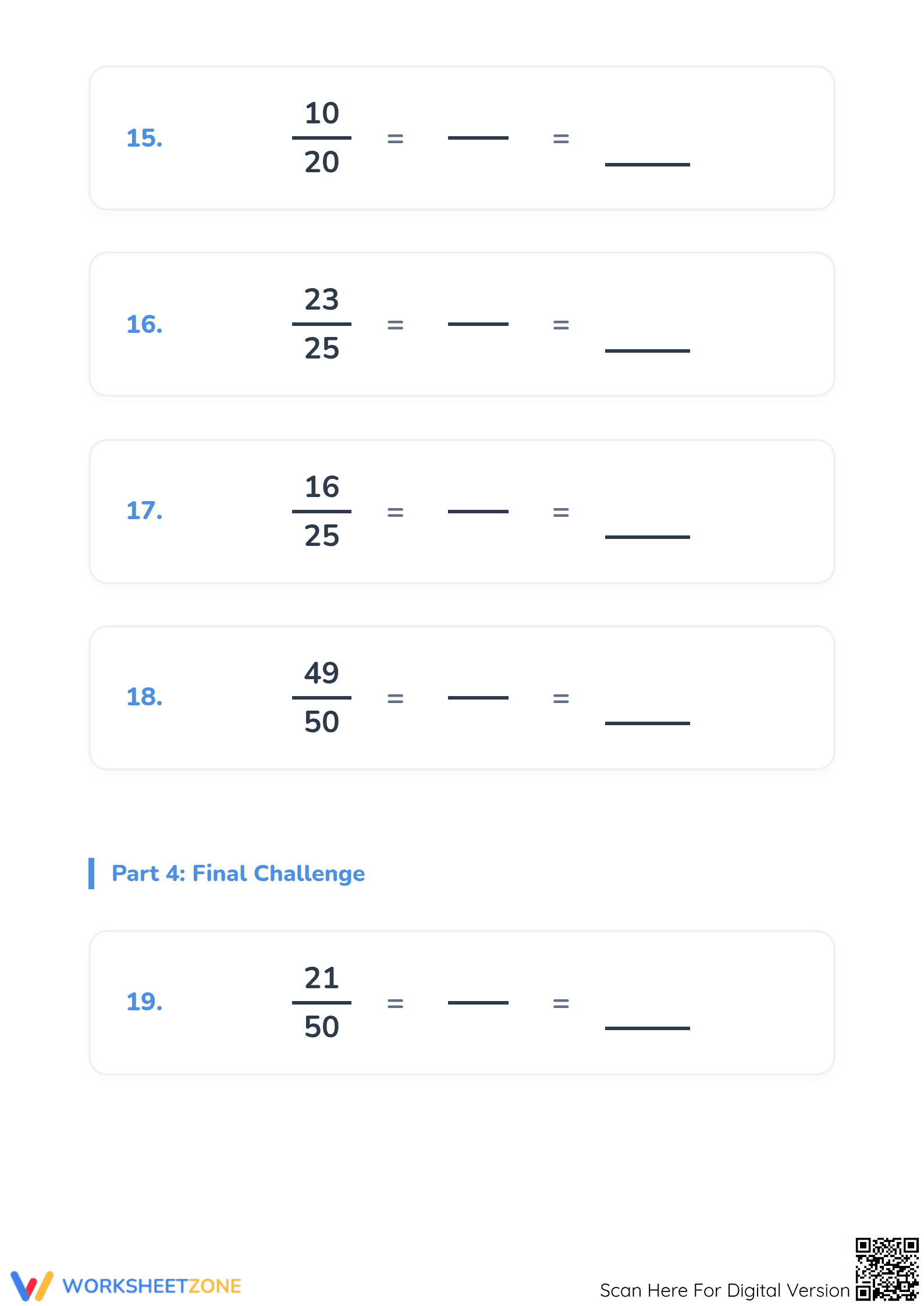 Printable Fraction to Decimal Worksheet | Grade 4 Math - Page 4