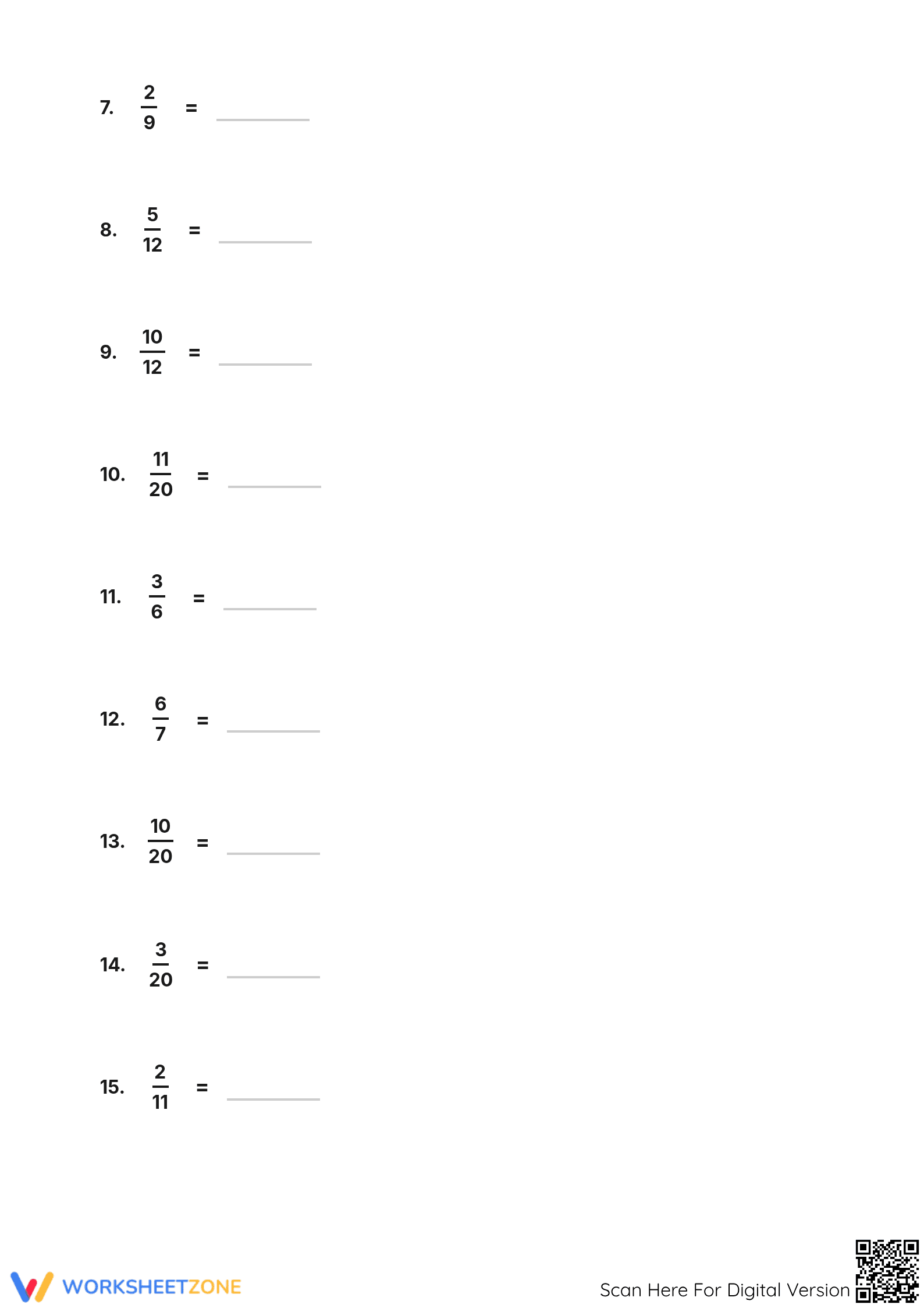 Printable Fractions to Decimals Worksheet | Grades 4-7 - Page 2