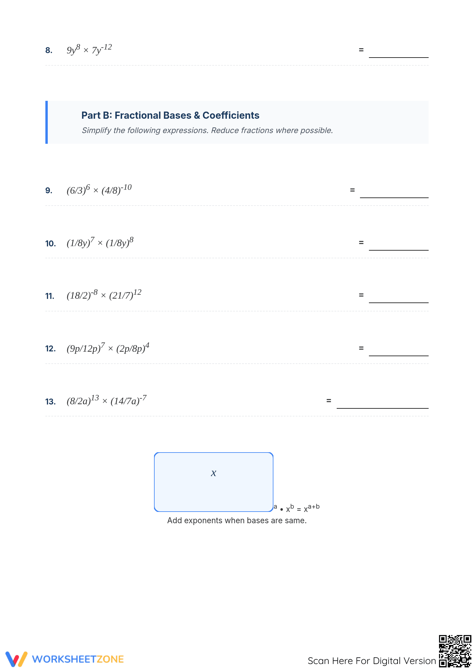 Essential Exponents Multiplication Rule Worksheet | Grade 8 Math - Page 2
