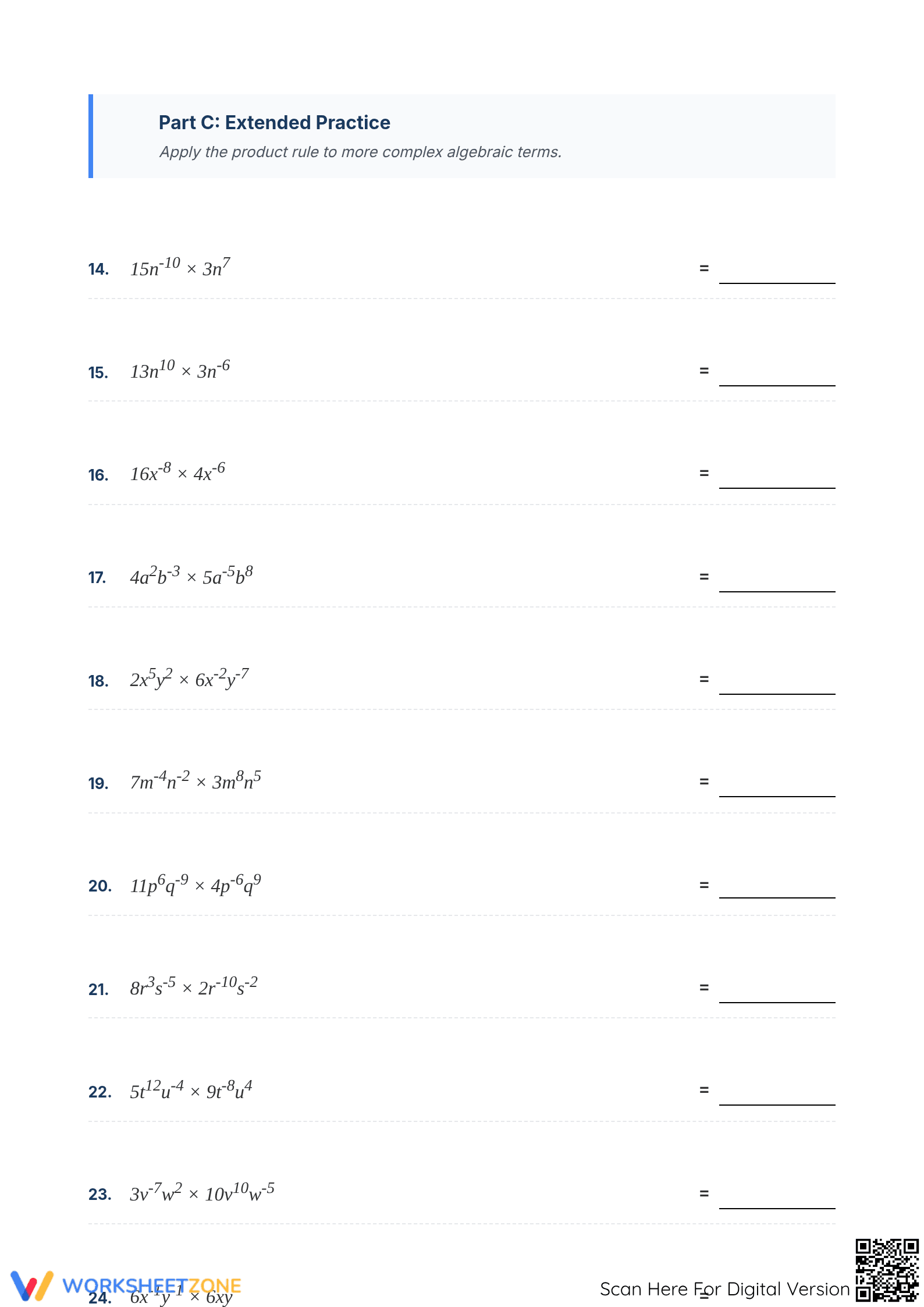 Essential Exponents Multiplication Rule Worksheet | Grade 8 Math - Page 3