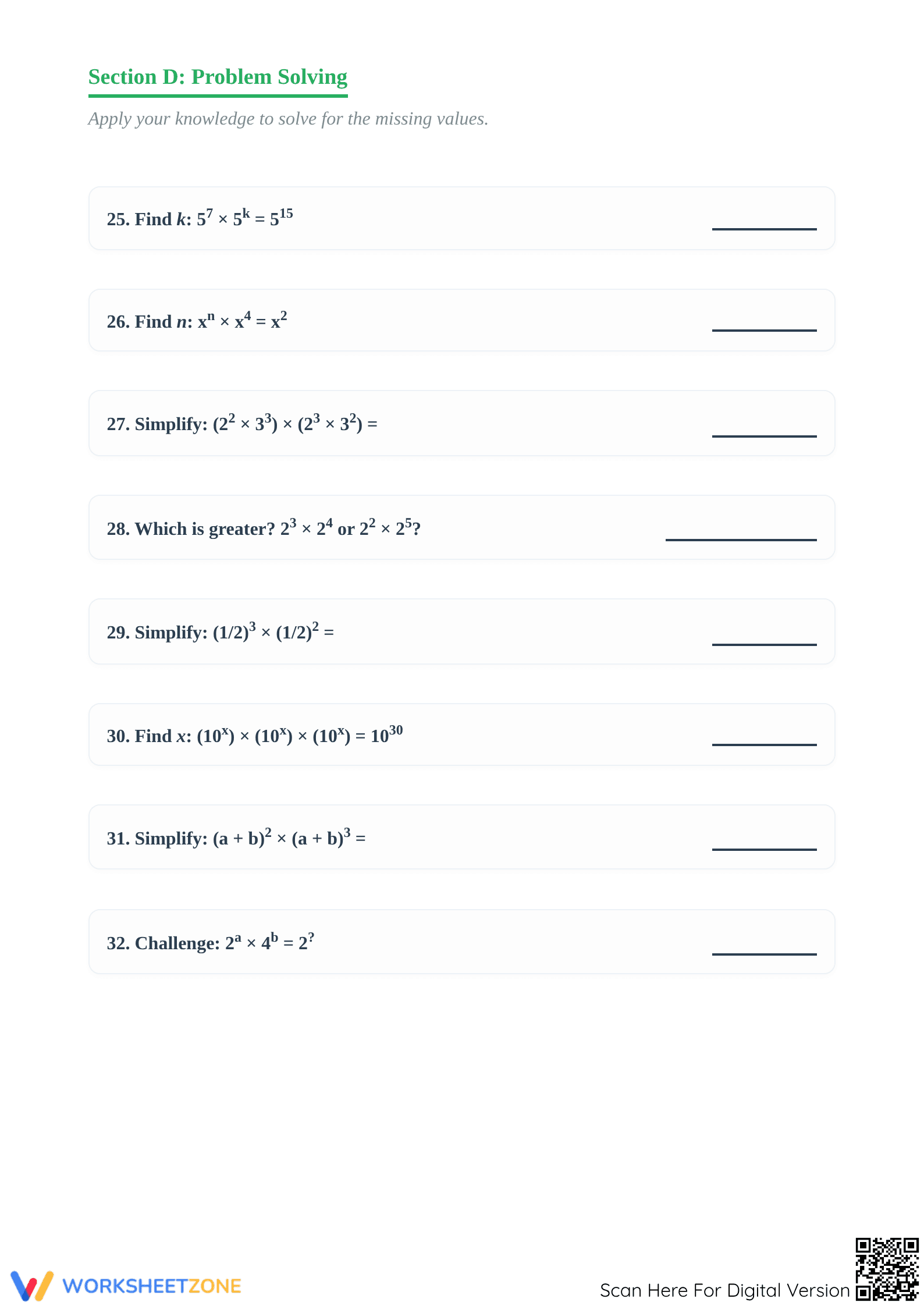Essential Exponents Multiplication Worksheet | Grade 8 Math - Page 4